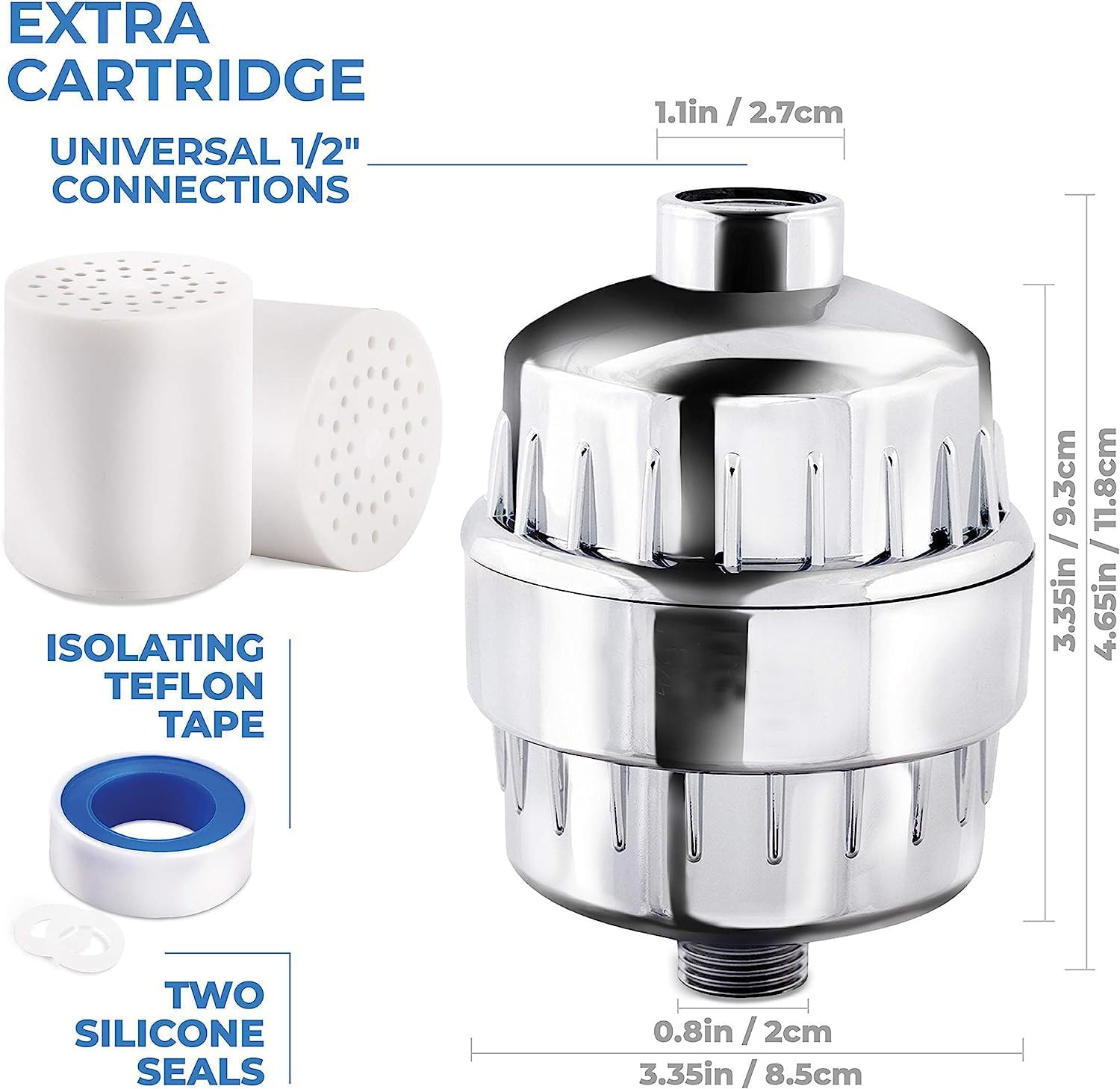 25 Stage Shower Filter with Vitamin C for Hard Water - High Output Shower Water Filter to Remove Chlorine and Fluoride - 2 Cartridges Included -Consistent Water Flow Showerhead Filter - Replacement Filter image number 7