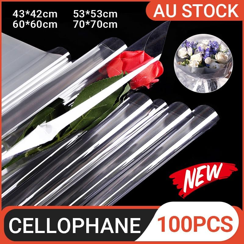 100X4Sizes Clear Cellophane Wrap Roll Gift Flower Bouquet Baskets Wrapping Paper, Durable Gift and Bouquet Wrapping Paper, Ideal for Baskets, Crafts, Treats, 27Cm-54Cm Expandable Width image number 3