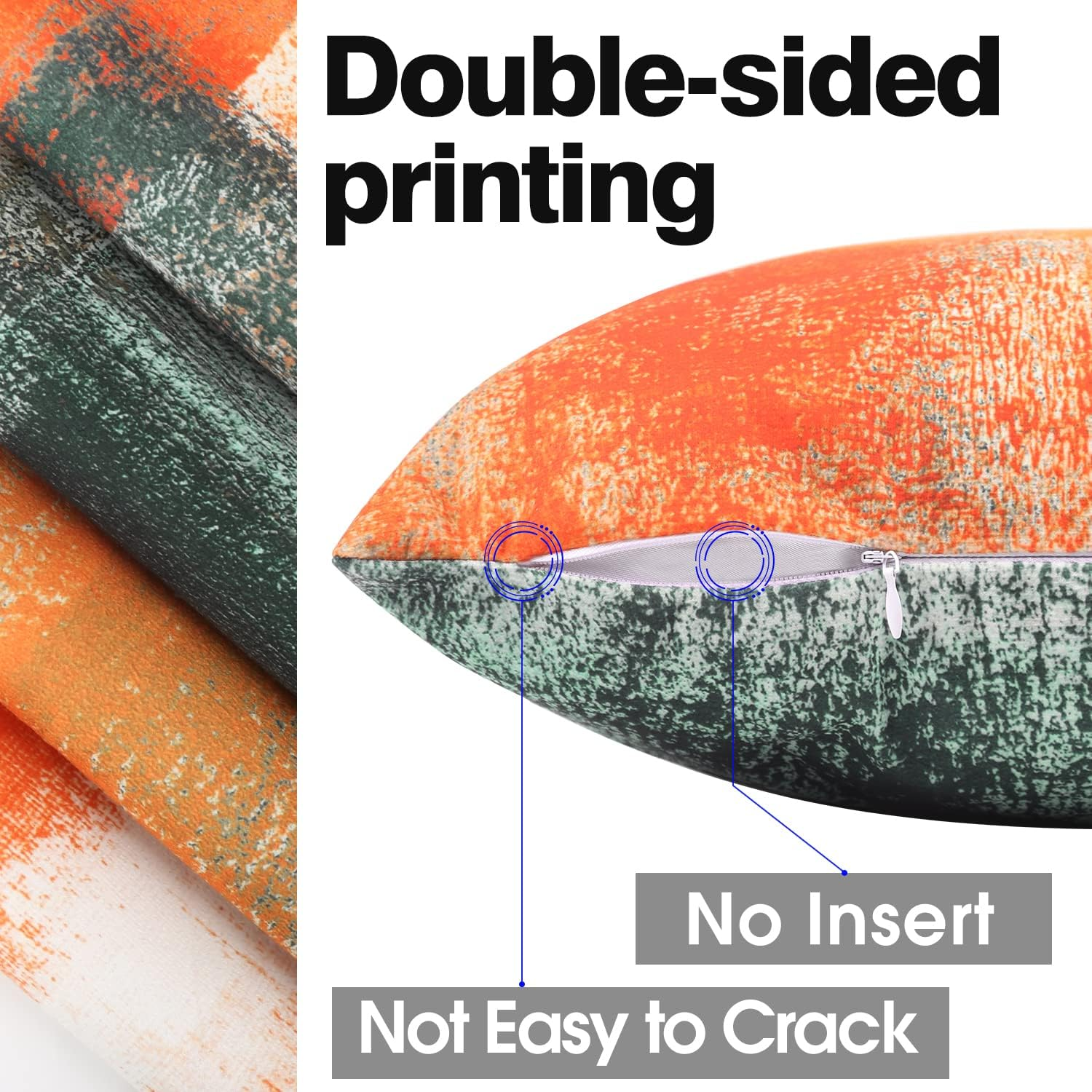 Decorative Throw Pillow Covers Burnt Orange Cushion Cover Taupe Abstract Art Painting 4 Pcs Pillowcase 18X18 Inch for Sofa Couch Bedroom Living Room Outdoor Home D&eacute;cor image number 2