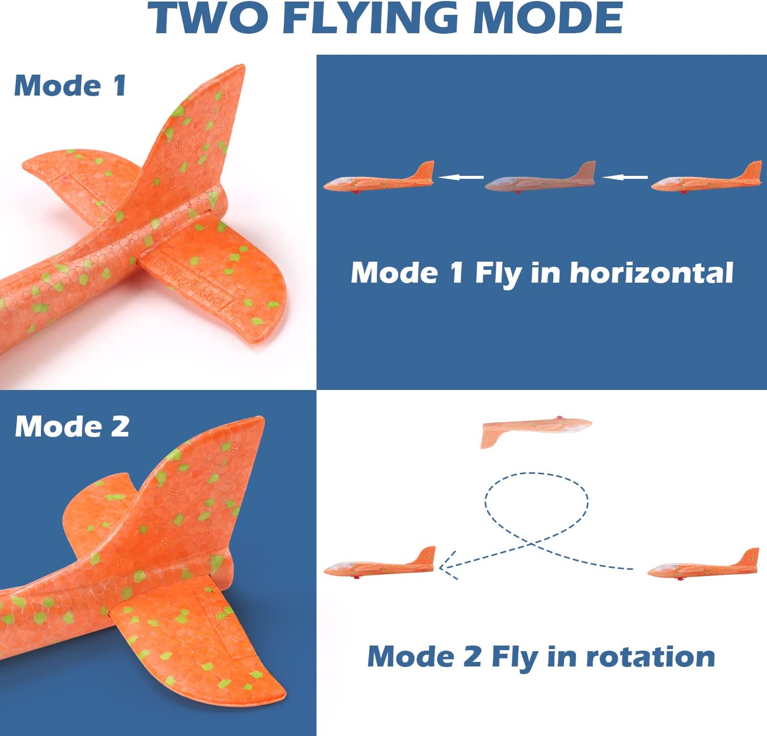 REMOKING 5 in 1 Shooting Game for Kids, LED Light Airplane with Launcher,Gun Toy W/Throwing Foam Plane,6 Foam Balls&Bullets,Outdoor Sport Flying Toys Birthday Gifts for Boys Girls Kids 3-8 Year Old image number 5