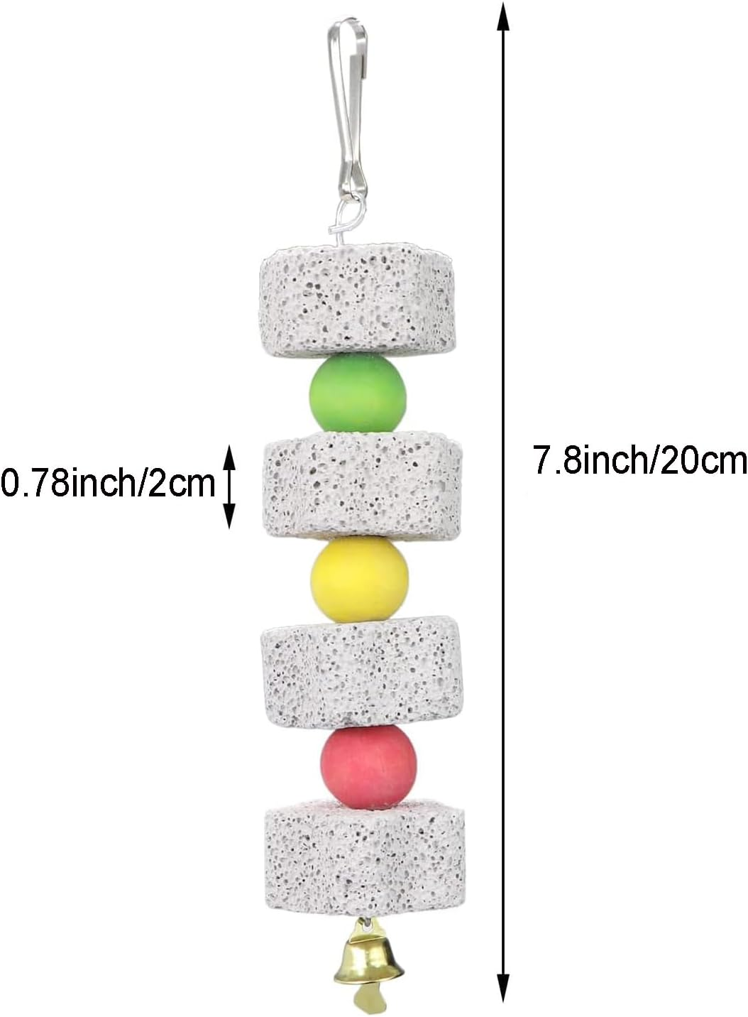 2Pcs Parrot Bird Chewing Toy, Bird Beak Grinding Stone with Bell, Lava Block Calcium Supplement Food for Cockatiel Parakeet Parrot Budgies Rat Hamster Chinchilla Rabbit Bunny African Grey image number 1