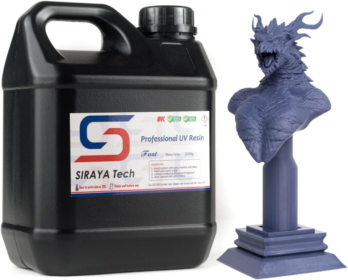 Siraya Tech Fast Abs-Like 3D Printer Resin, Tough Grey, Enhanced Durability for 3D Printing, High Impact Resistance, Smooth Finish, Ideal for 4K/8K/12K LCD DLP SLA 3D Printer - 1Kg