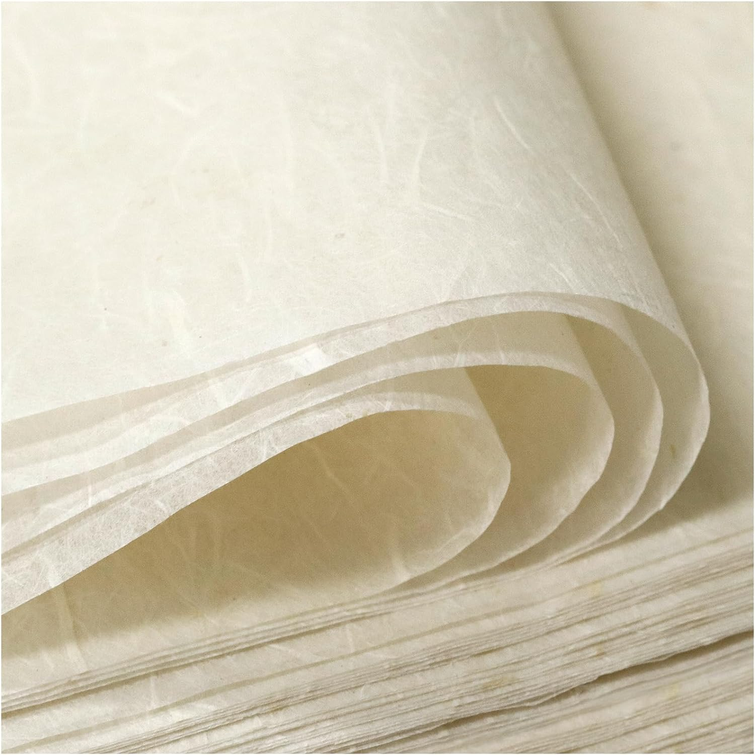 FIVEIZERO 50 Sheets A4 Mulberry Paper Natural Fiber Rice Paper, 8.3X11.7In White Decoupage Tissue Paper for Crafts, Gift Wrapping