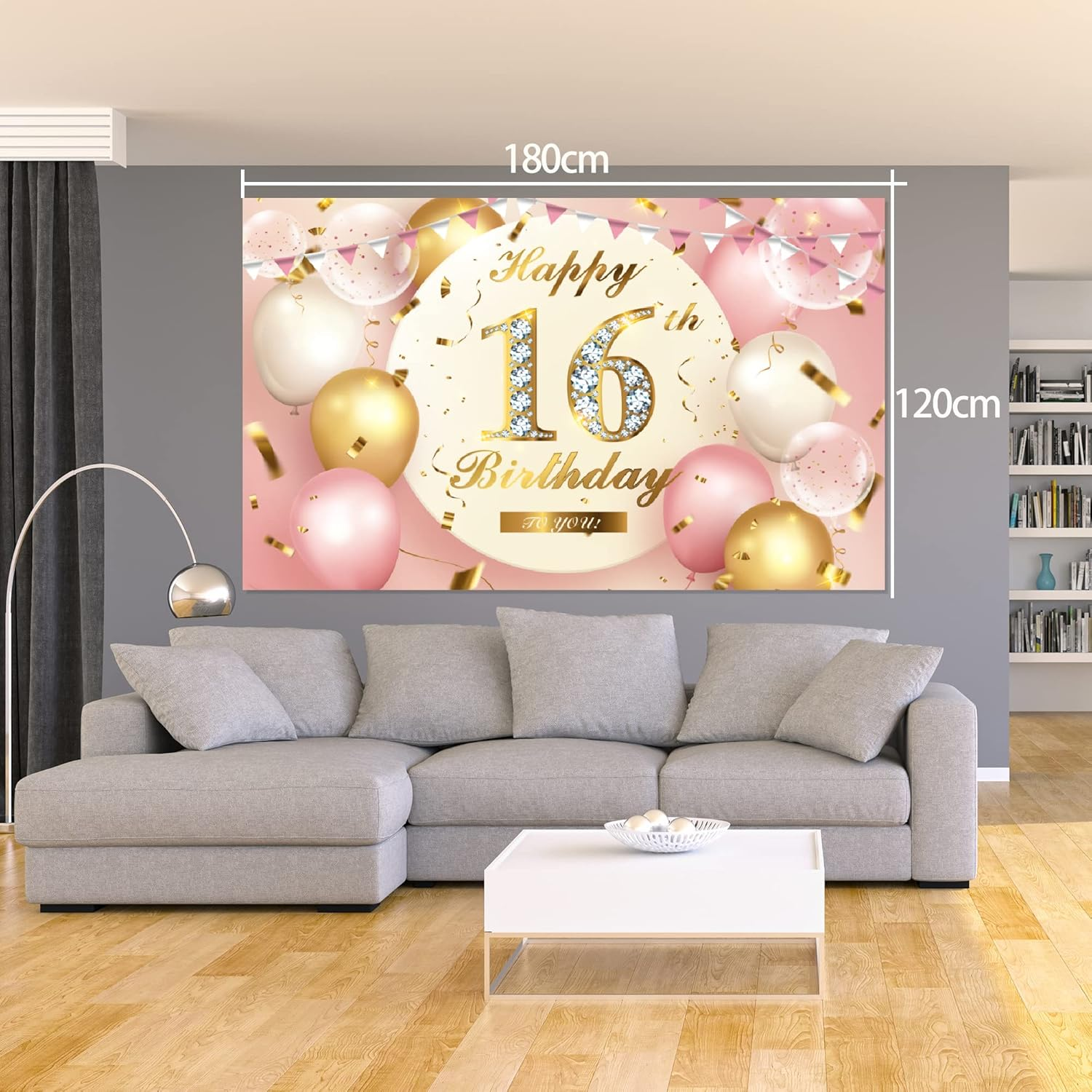 16Th Birthday Banner,Rose Gold Birthday Party Decoration for 16Th Birthday,Happy Birthday Banners Decoration Background，16Th Outdoor Party Birthday Decoration Background&hellip;