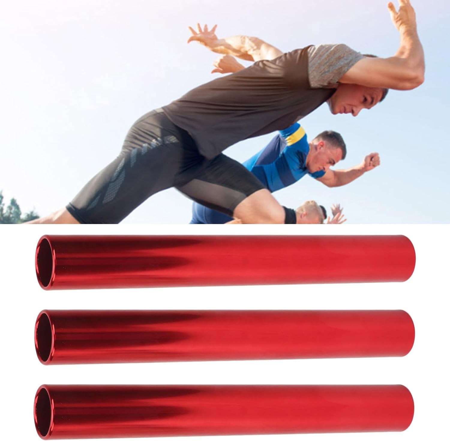 Athletics Reusable Batons 3Pcs Aluminum Alloy Proper Size for Student Relay Events (Red) image number 2