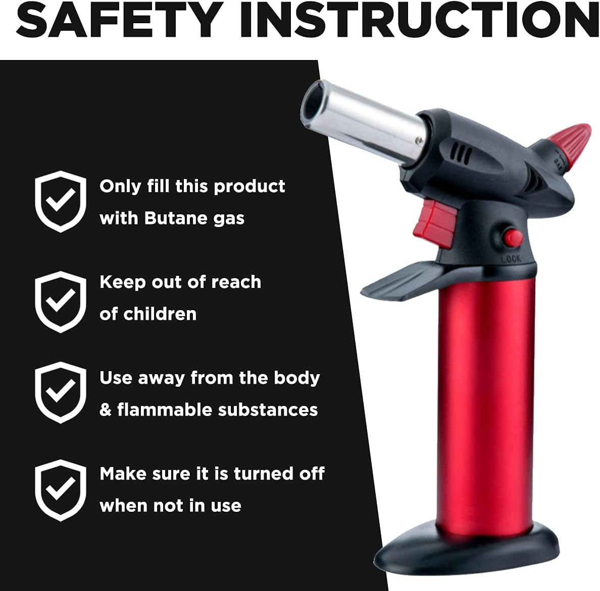 Pro - Professional Butane Blow Torch - High-Temperature Jet Lighter with Adjustable Flame, Piezo Ignition, Refillable, Child Safety Lock, Ideal for Cooking, BBQ, and Home Use image number 3