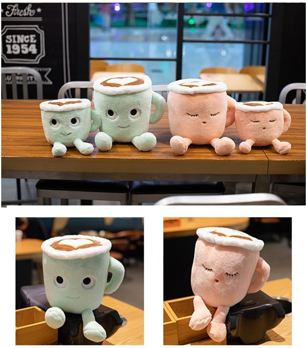 Latte Plush Pillow, 11.8 Inch Coffee Mug Plush Doll Toy, Cartoon Coffee Stuffed Plushies, Soft Cup Fluffy Friend, Interesting Holiday for Kids Adults Boys Girls (Green) image number 4