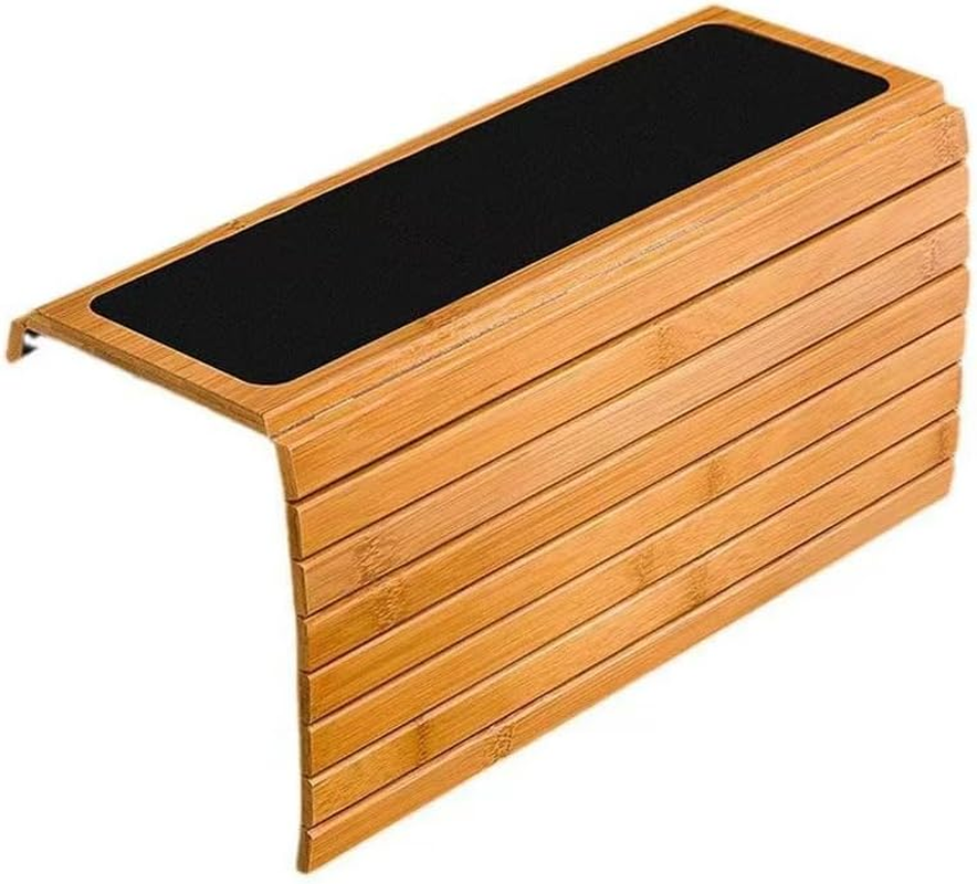 Bamboo Sofa Arm Tray Table for Couch Flexible/Foldable for Drinks Snacks Remote Control or Phone image number 4