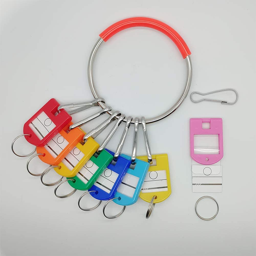 Portable Metal Ring Key Organizer with 16 Spring Hooks & Key Tags with Ring and Label Window image number 4