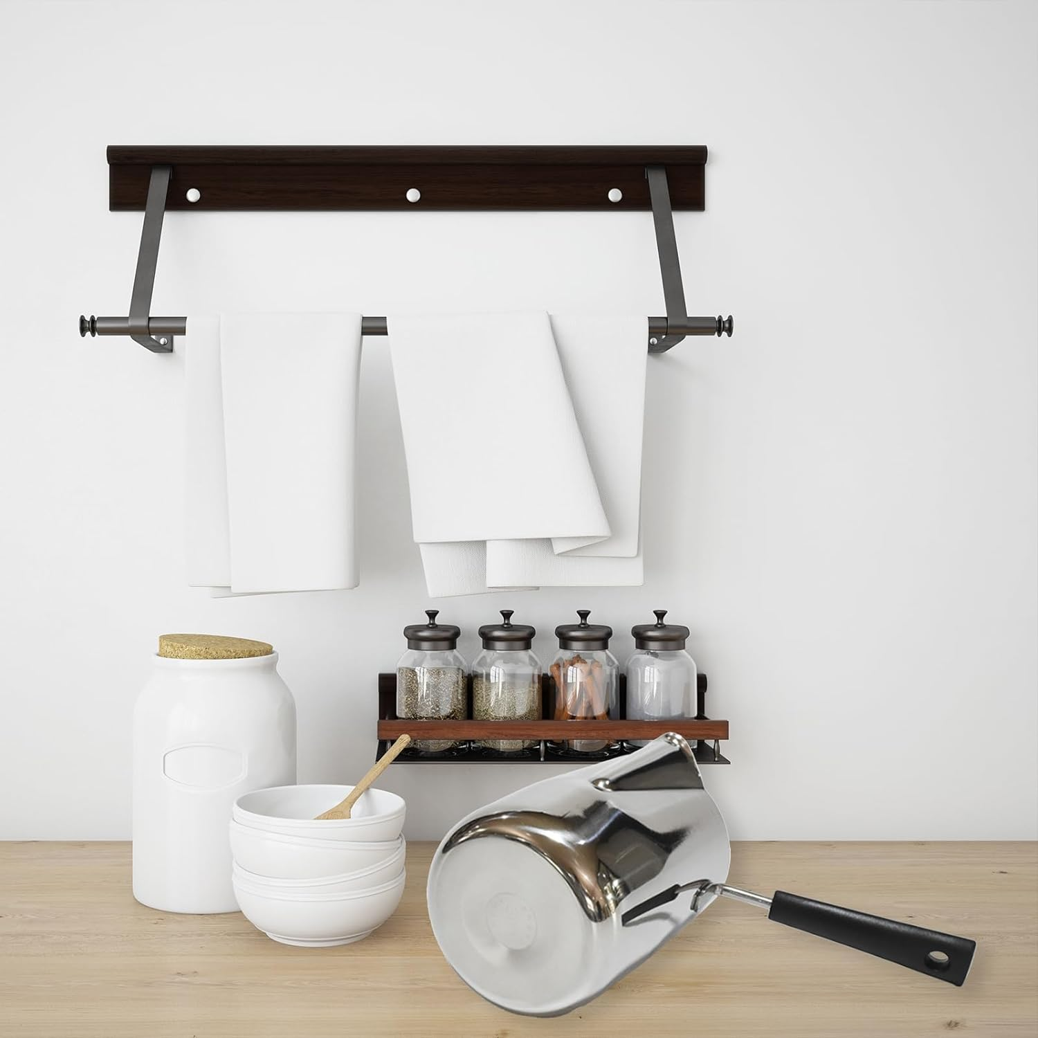 Stainless Steel Milk Butter Warmer Pot with 1Qt Turkish Coffee Pot and Boiling Pot with Spout for Stove - Ideal for Coffee, Milk, Chocolate, Maple Syrup - Durable and Insulated Handles image number 1