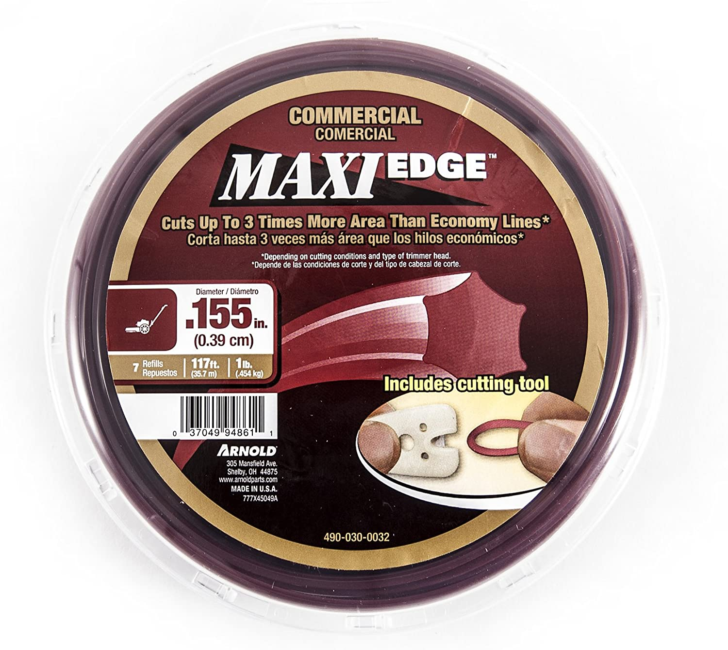 Arnold 490-030-0032 Maxi-Edge Commercial Grade String Trimmer Line with Cutting Tool, Universal Fit, 7 Refills, .155-Inch X 117-Feet image number 5