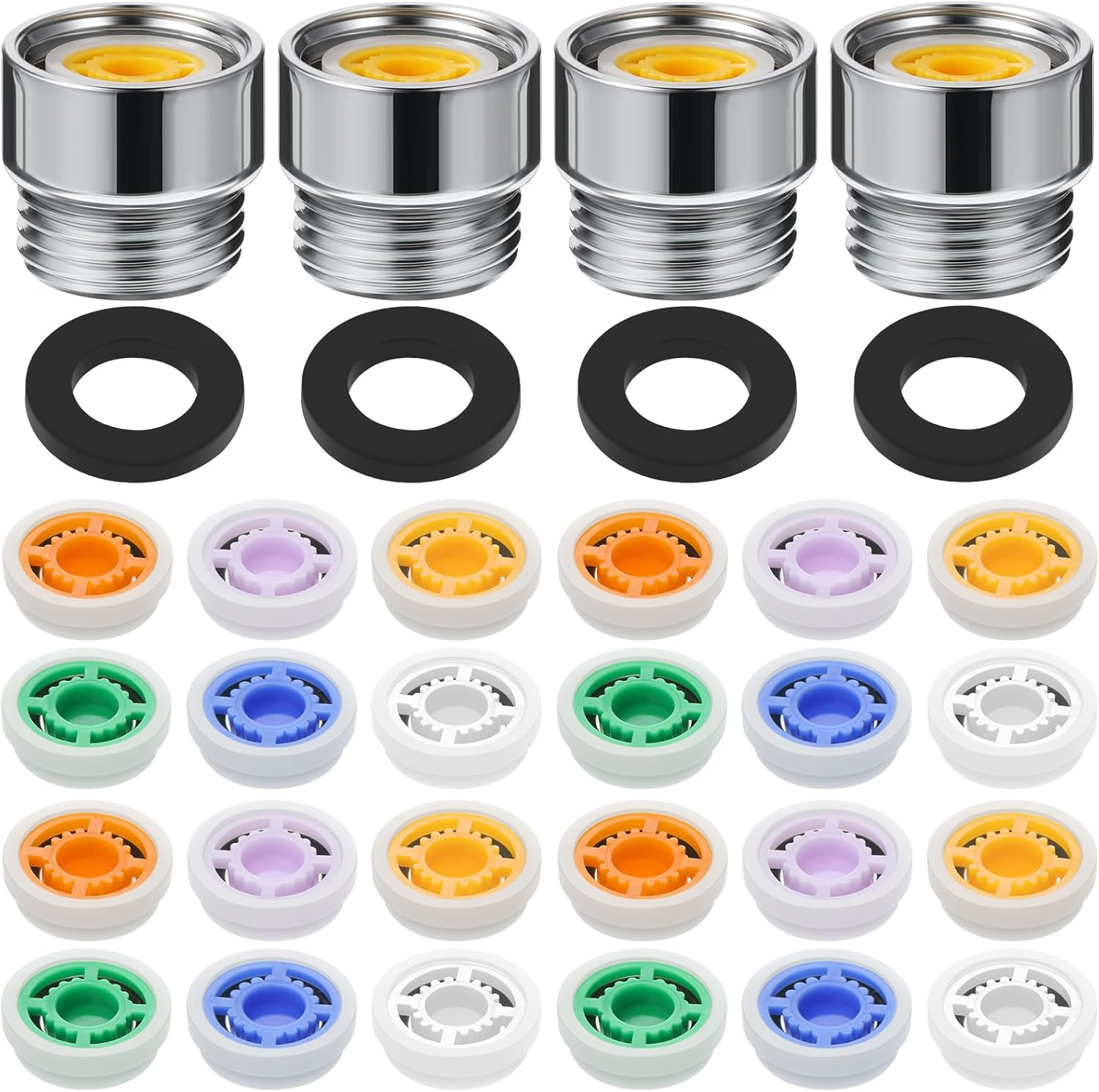 Honoson 7 Shower Flow Reducer Limiter Set Water Flow Saver Adapter Set Flow Reducer Limiter 1/2 Inch Flow Restrictor Control Valve for Fixed Handheld and Shower Head 1.2/1.5/1.8/2/ 2.2/2.5 GPM image number 2