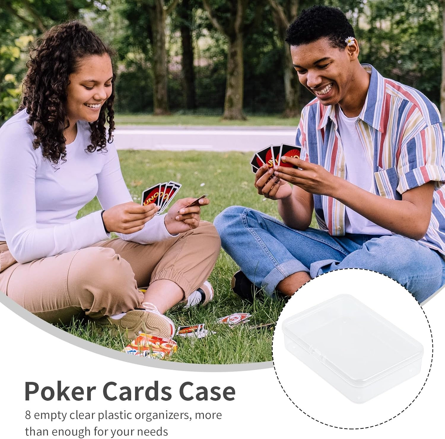 Playing Card Deck Box 8 Pieces Card Storage Organizer Plastic Storage Box, Clear Card Case for Playing Cards, Trading Card Storage Box Organizer Snap Closed, for Business Cards, Card Storage, Beads image number 2