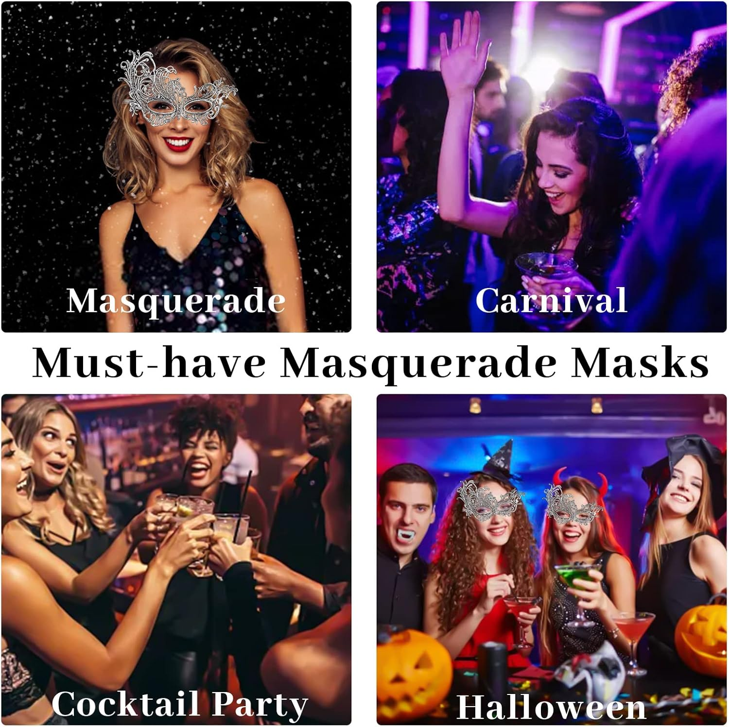 Erythem Masquerade Mask for Women, Venetian Lace Masquerade Mask for Halloween Mardi Gras Costume Party, Fit for Adult image number 6