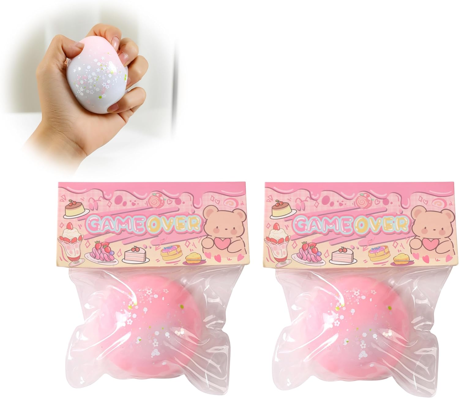 2PCS Taba Squishy Daifuku Squeeze Toys,Sensory Fidget Toy for Your Best Mellow and Chill,Birthday Gift, Squishy Toys for Kids Teenage (Butterfly White-2Pcs)