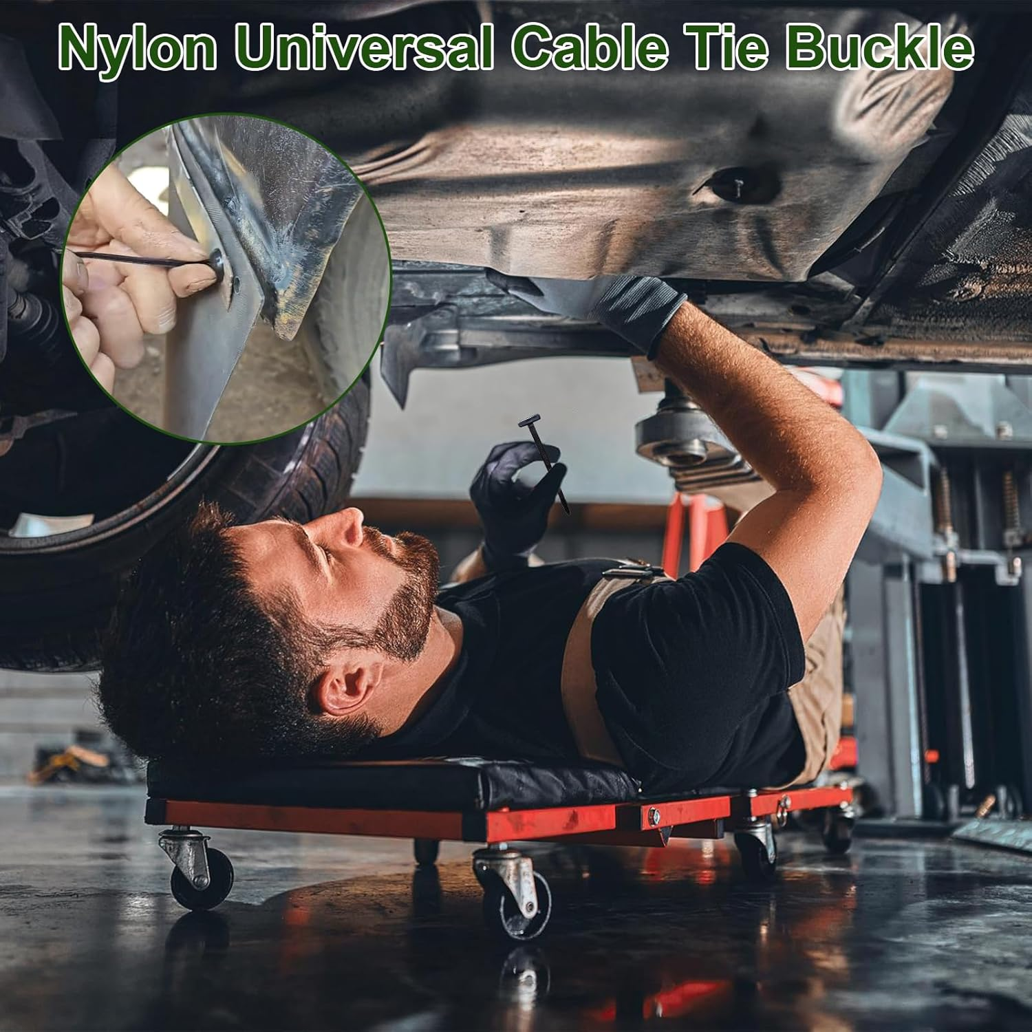 100PCS Nylon Universal Cable Tie Buckle, Zip Ties Heavy Duty with Pin & Button Design, Car Daily Repair, Applicable Toengine Lower Guard Plates, Fender Linings, Fenders, Trunkclips (100) - 100 image number 4