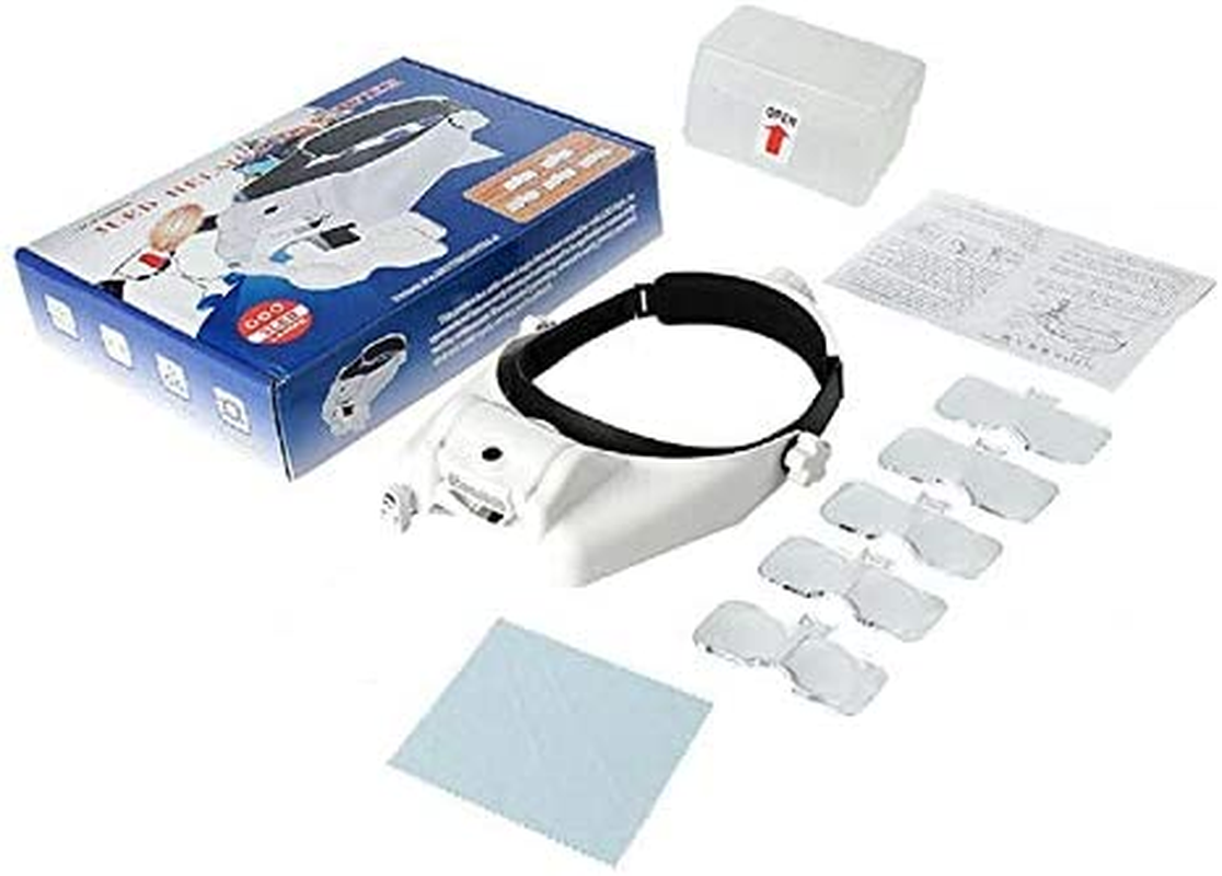 Magnifying Glass with Light for Close Work, Head Mount Magnifier Visor with 3 LED Jeweler'S Loupe Light, 1X to 14X Zoom Hands-Free Lighted Glasses Headset for Reading, Sewing, Watch Repair image number 3