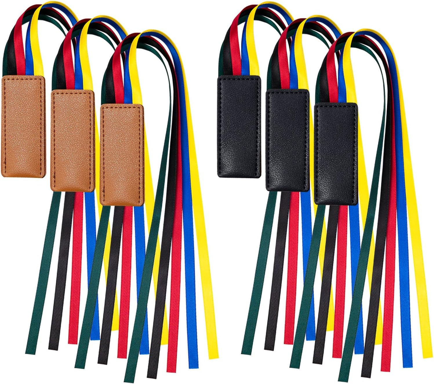 6 Pcs Multicolor Leather Ribbon Bookmark, Artificial Leather Bookmark with Colorful Ribbon for Bible Book Markers, Multi Page Marker Hold Clips into Book image number 1