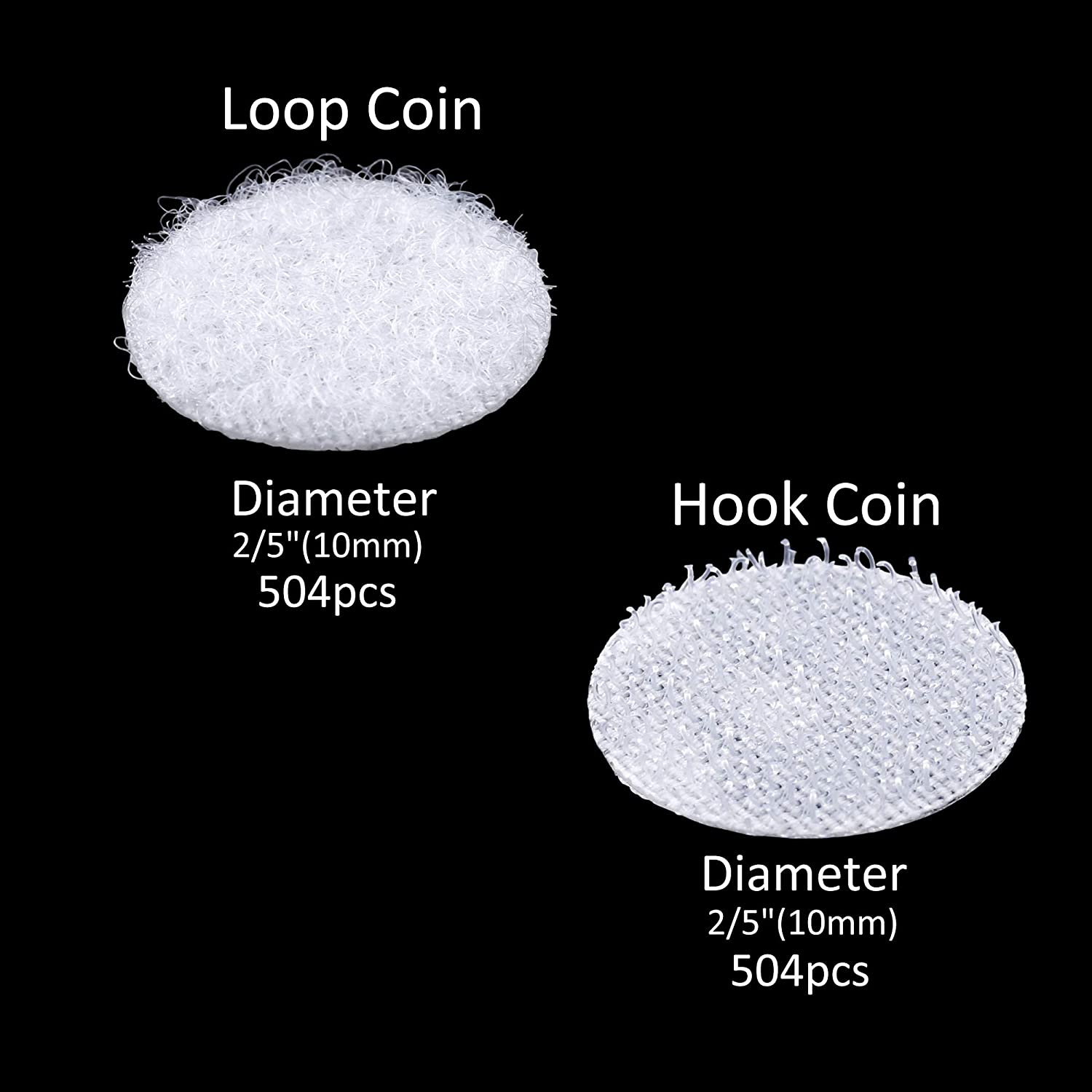 1008Pcs 2/5" （10Mm） Diameter Sticky Back Coins Hook and Loop Self Adhesive Dots Tapes，White - Black/White image number 2