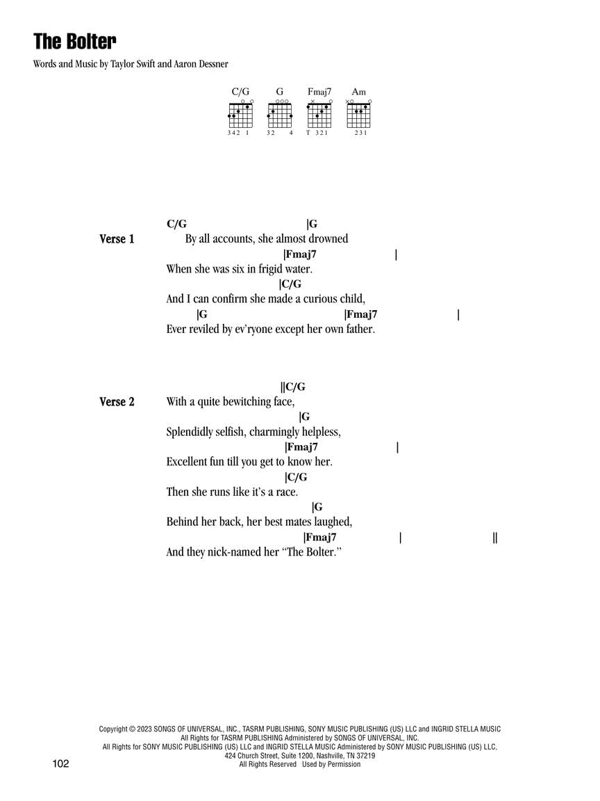 Taylor Swift - the Tortured Poets Department: the Anthology - Guitar Chords with Lyrics Songbook image number 6