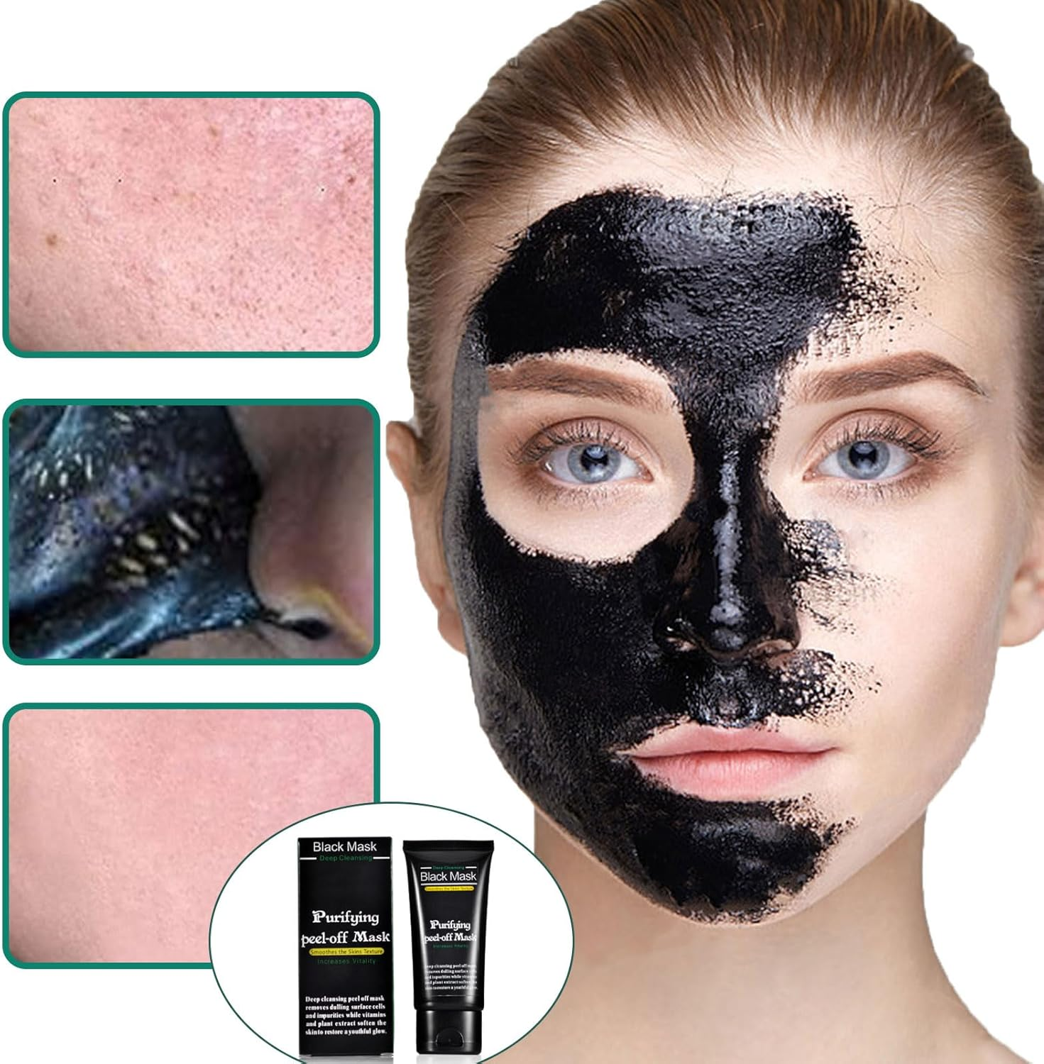 Blackhead Remover Mask, Activated Carbon Stripping Peel off Mask, Deeply Cleanses Face, Nose, Blackheads, Pores and Acne Blackhead Remover, Suitable for Both Men and Women and All Skin Types image number 3