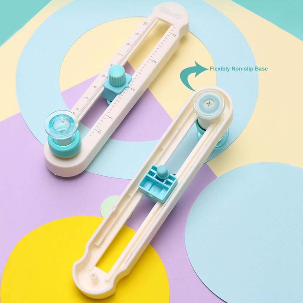 Kw-Trio Circe Cutter for Paper Crafting Circular Cutter Tool Rotary Compass Circle Cutter Adjustable Cutting Diameter Ranges from 3/4 in to 8 in (Cyan & White, Mini) image number 3