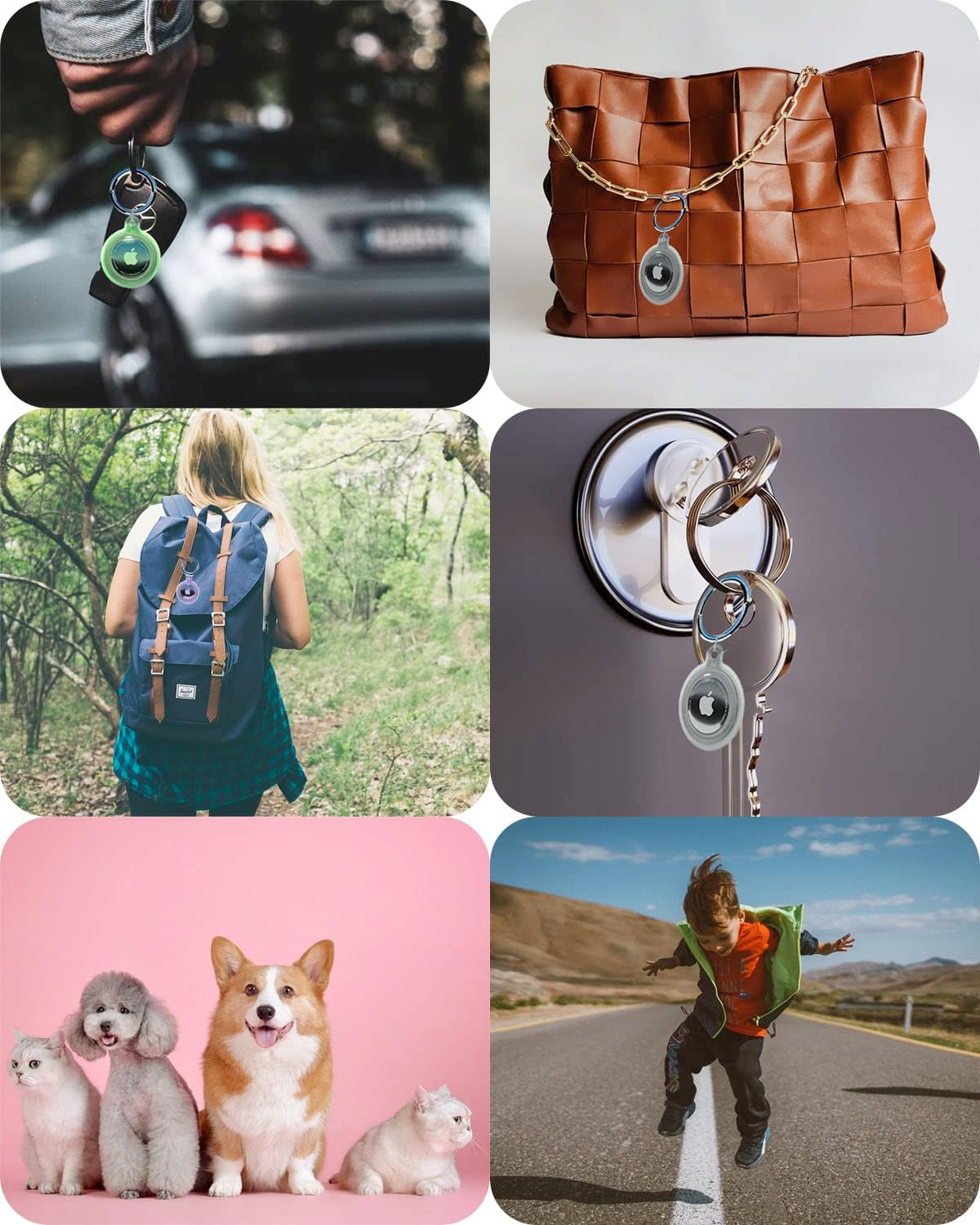 Airtag Keychain Holder (4 Pack) for Apple Airtags Anti-Lost Air Tag Holder Case Compatible with Car Keys Luggage Dog Collar - Blackpinkgreenblue image number 5