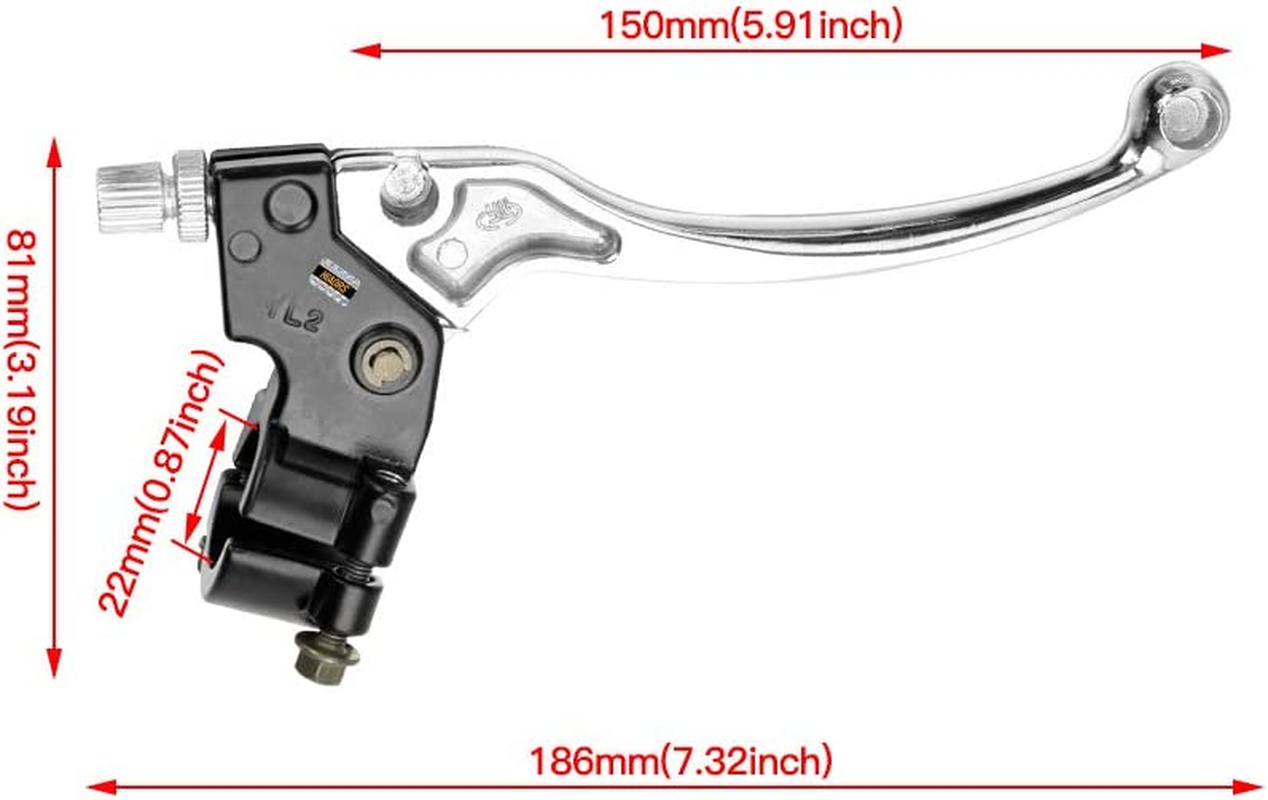 HIAORS Silver Left Right 7/8" 22Mm Clutch Brake Handle Levers Perch for XR80 XR100 CRF70 CRF70F CRF80 CRF100 Xr200R CRF450R XR100 XR250 Xtreme 125Cc Chinese 110Cc Pit Dirt Motor Bike Motocross