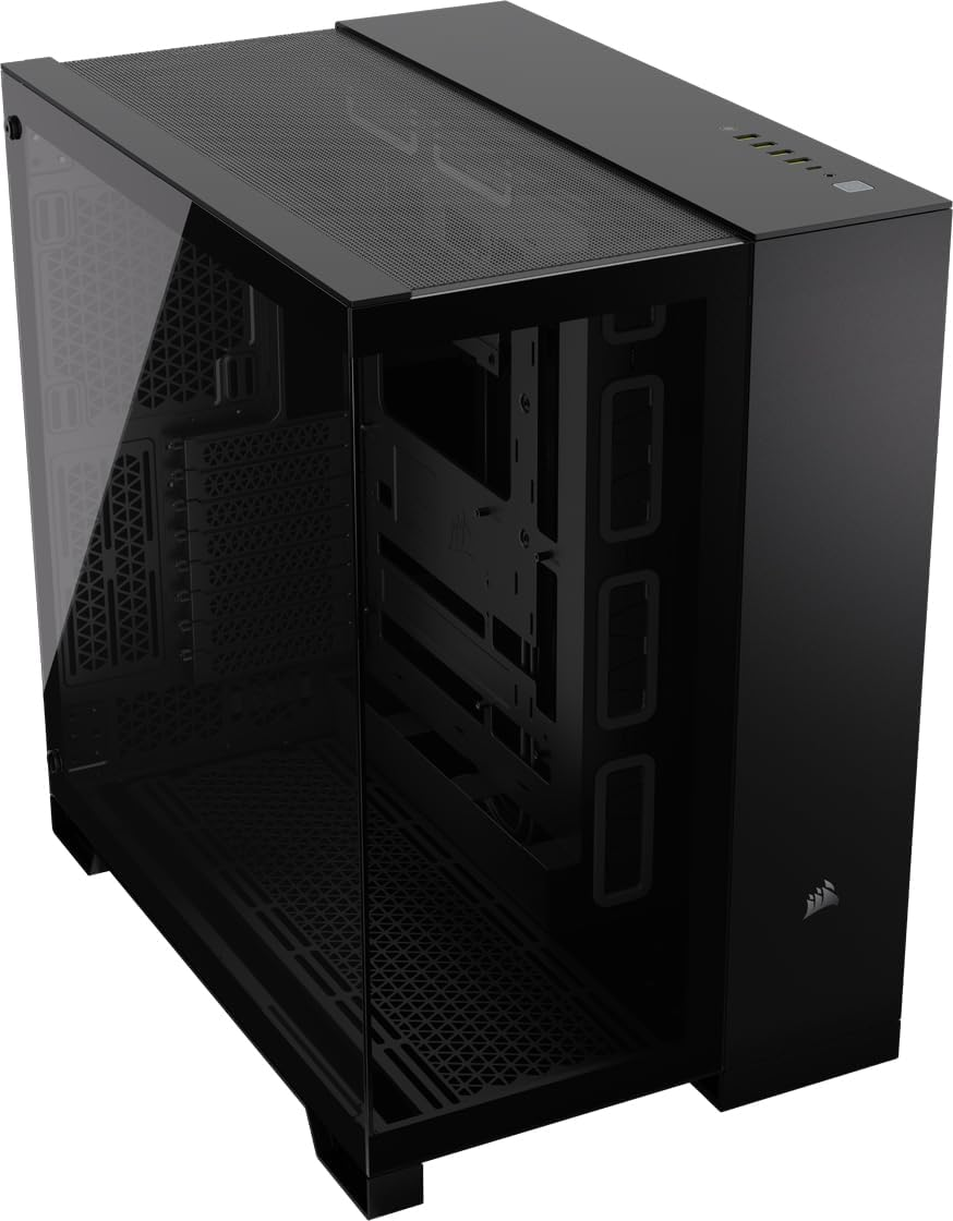 CORSAIR 6500X Mid-Tower ATX Dual Chamber PC Case &ndash; Panoramic Tempered Glass &ndash; Reverse Connection Motherboard Compatible &ndash; No Fans Included &ndash; White