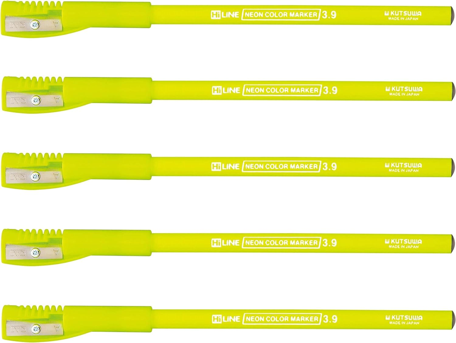 Kutsuwa RF017YE-5P Fluorescent Pencil Markers, Yellow, Pack of 5 image number 1