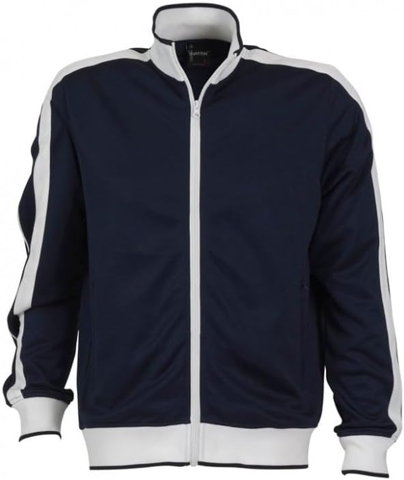 Identitee Men'S Varsity Track Top Long Sleeve Winter Jumper Jacket, Navy/White, 3X-Large