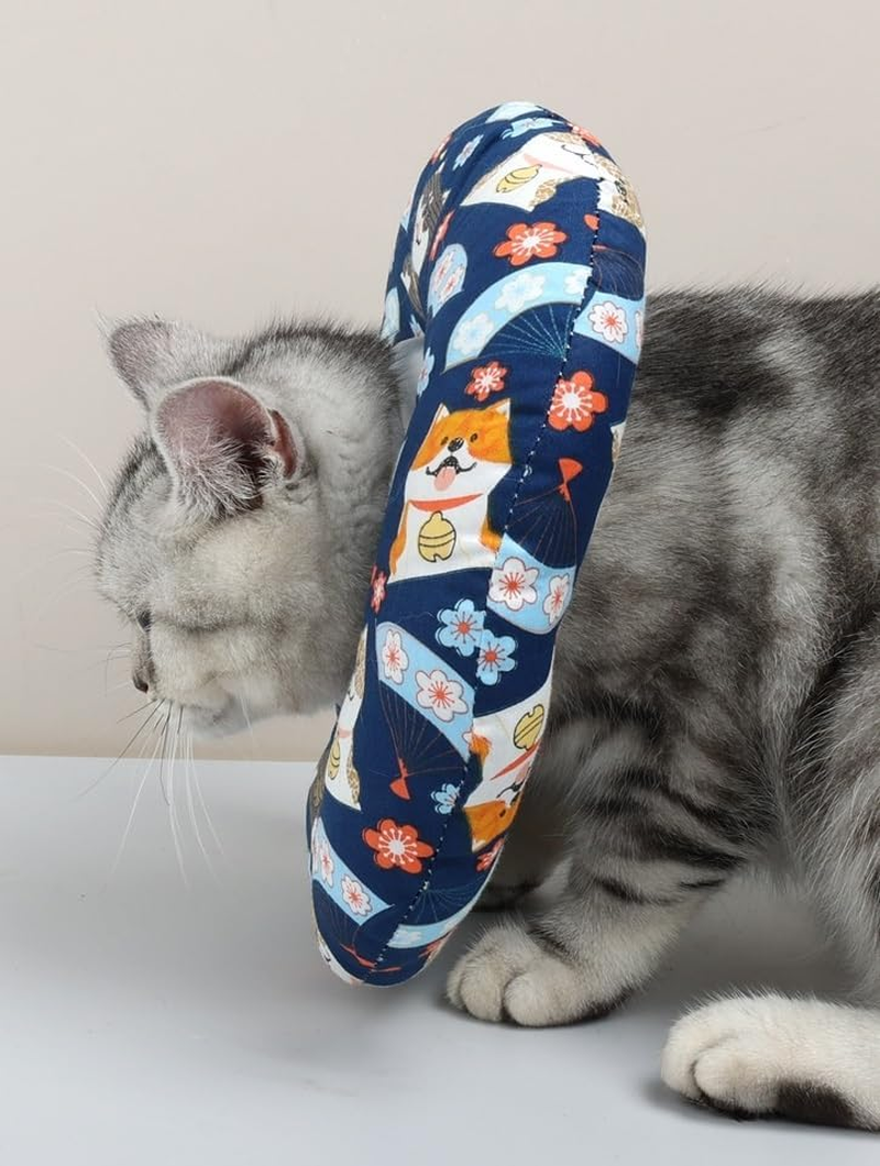 Cat/Puppy Recovery Collar Cone, after Surgery Pet Bumper, Unique Design Pattern, Healing Neck Pillow Pet Recovery Dog Collar, Soft, Hypoallergenic, Adjustable, Breathable (Blue, Medium) image number 1
