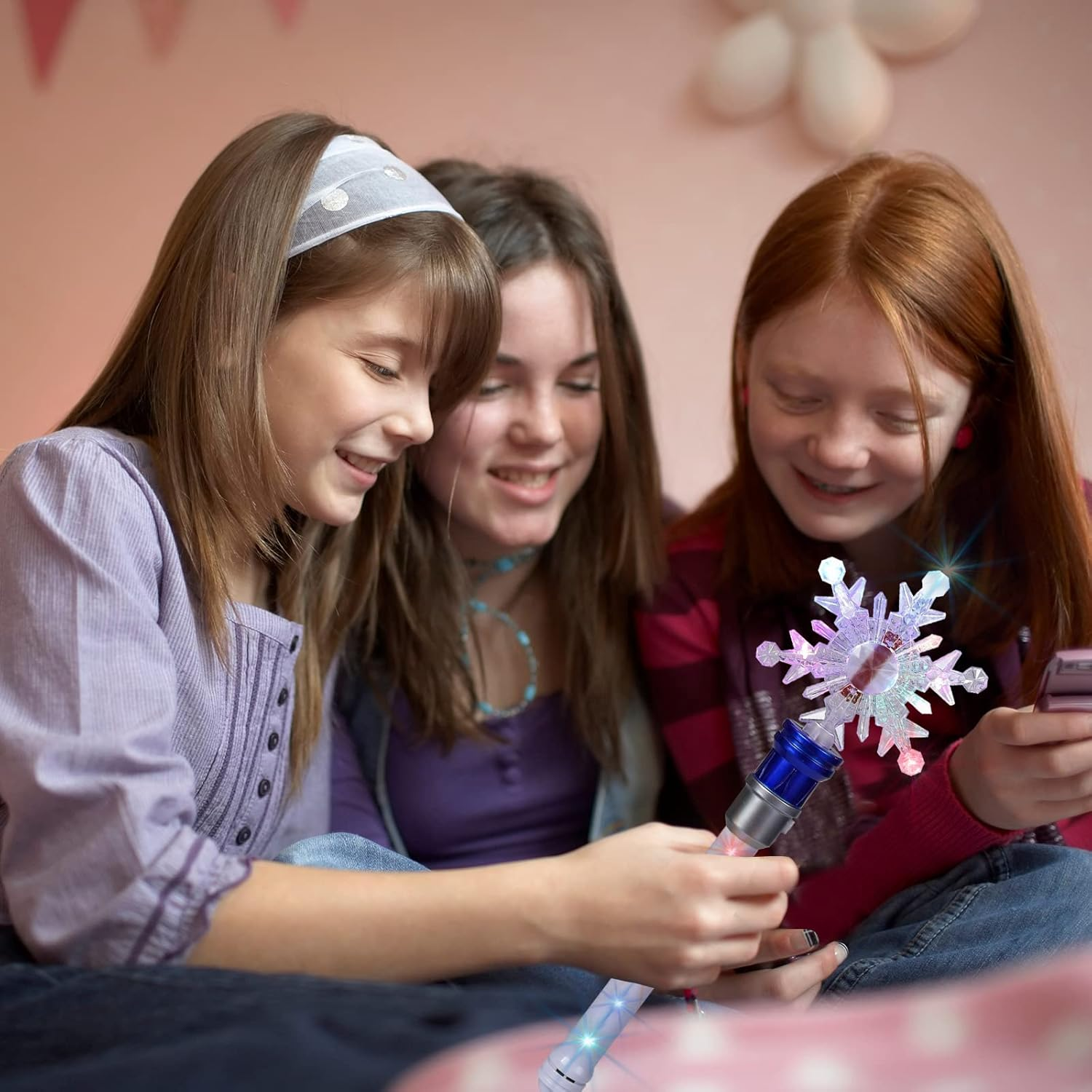 Light up Frozen Snowflake Wand- Snowflake Spinning Wands,Magic Wand Rotating Toy for Girls and Boys, Magic Princess Sensory Toys,Christmas & Birthday Gift (Blue) - Red+Blue image number 6