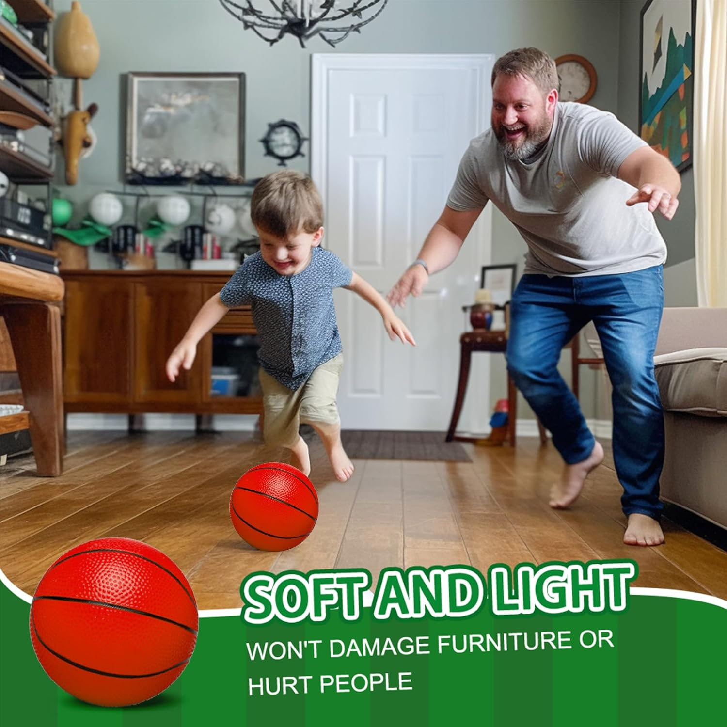 5 Inch PVC Mini Basketball for Indoor Hoops, Soft 5" Rubber Small Replacement Ball for over Door Hoop Sets, Little Balls for Adults & Kids