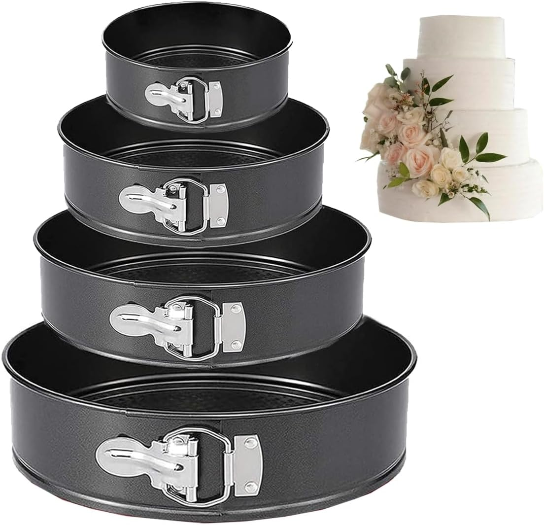 Springform Cake Pan Set of 4 (4, 7, 9, 10 Inch) round Leakproof Nonstick Cheesecake Pans with Removable Bottom Carbon Steel Bakeware image number 1