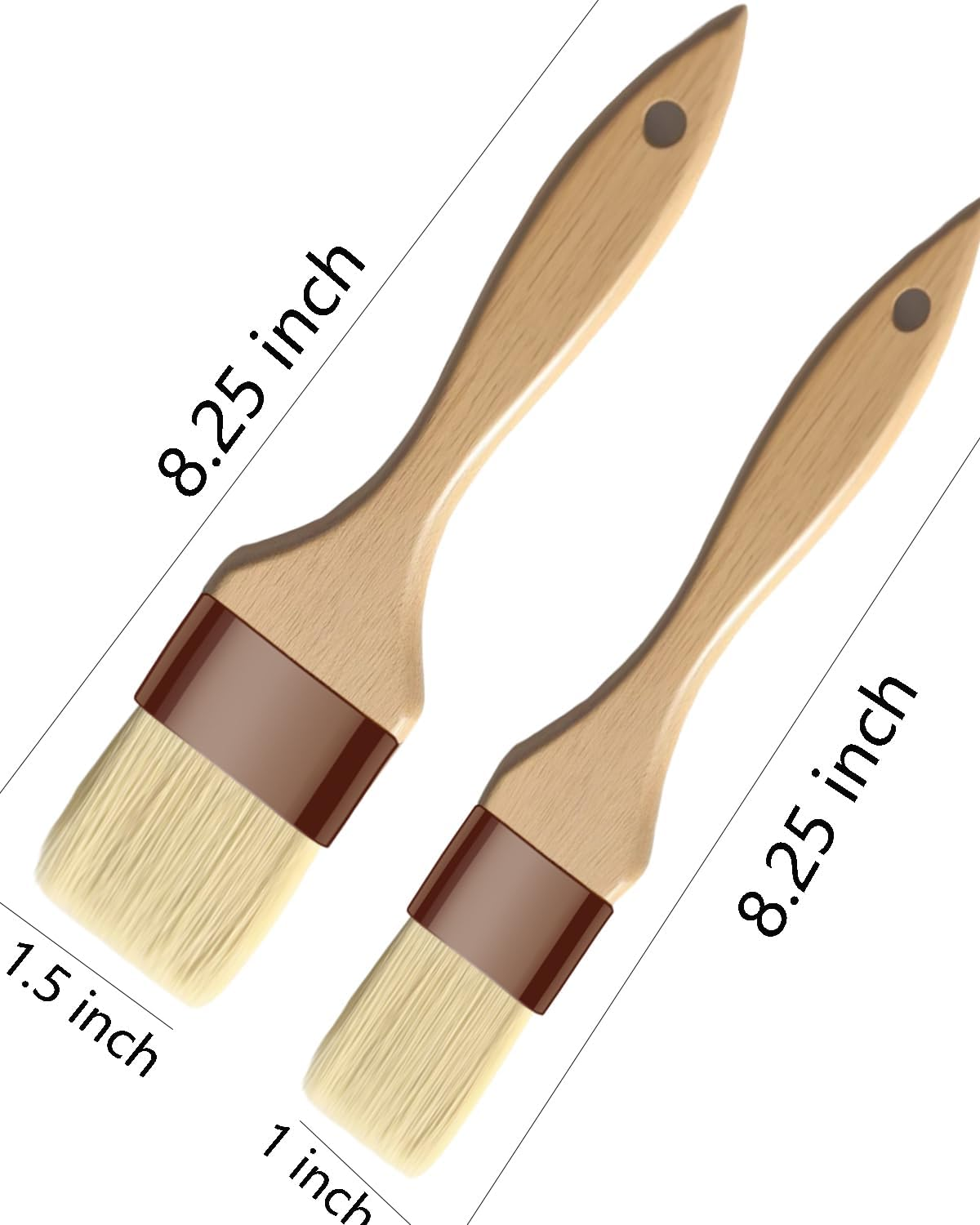 Basting Brush-Pastry Brush,Oil Brush for Cooking,Boar Bristles BBQ Brushes for Grill,Beech Wooden Handle Food Brush for Baking/Spreading Marinade/Sauce/Butter/Egg/Kitchen Baster Brushes(1.5 1 Inch) image number 1