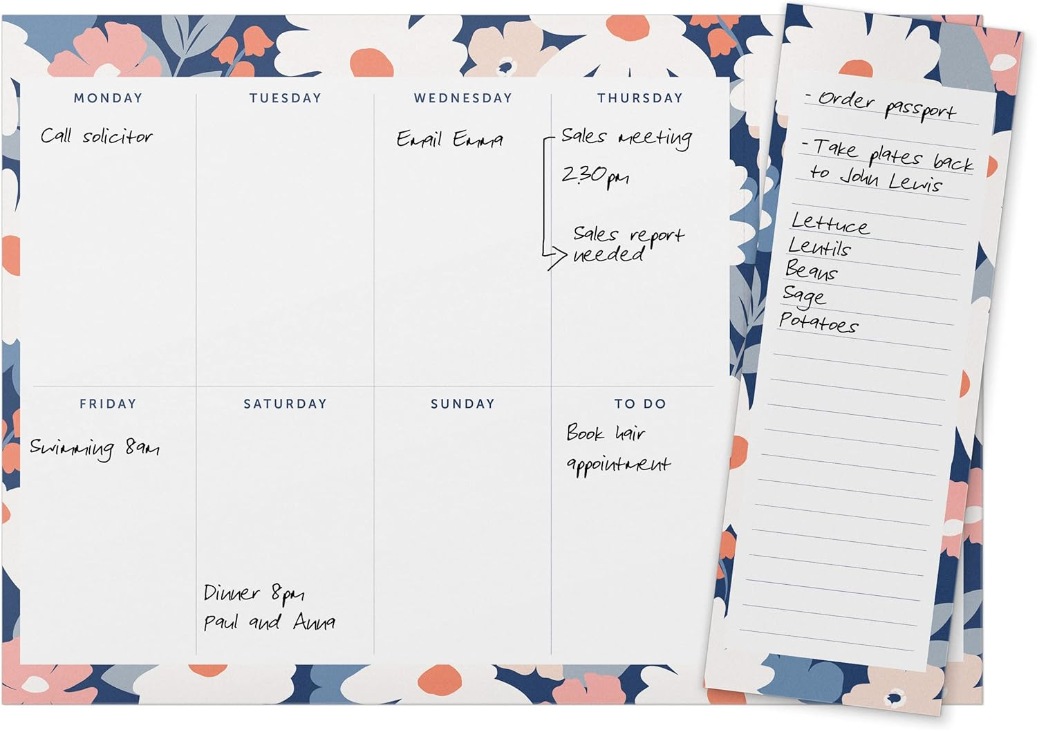 Busy B Weekly Planner Pad &ndash; Floral Design &ndash; Week-To-View Planner with 52 Tear-Off Sheets, Two Handy Magnets, Perforated Lists & Space for Notes - Perfect for Staying on Track of Plans & Reminders image number 1