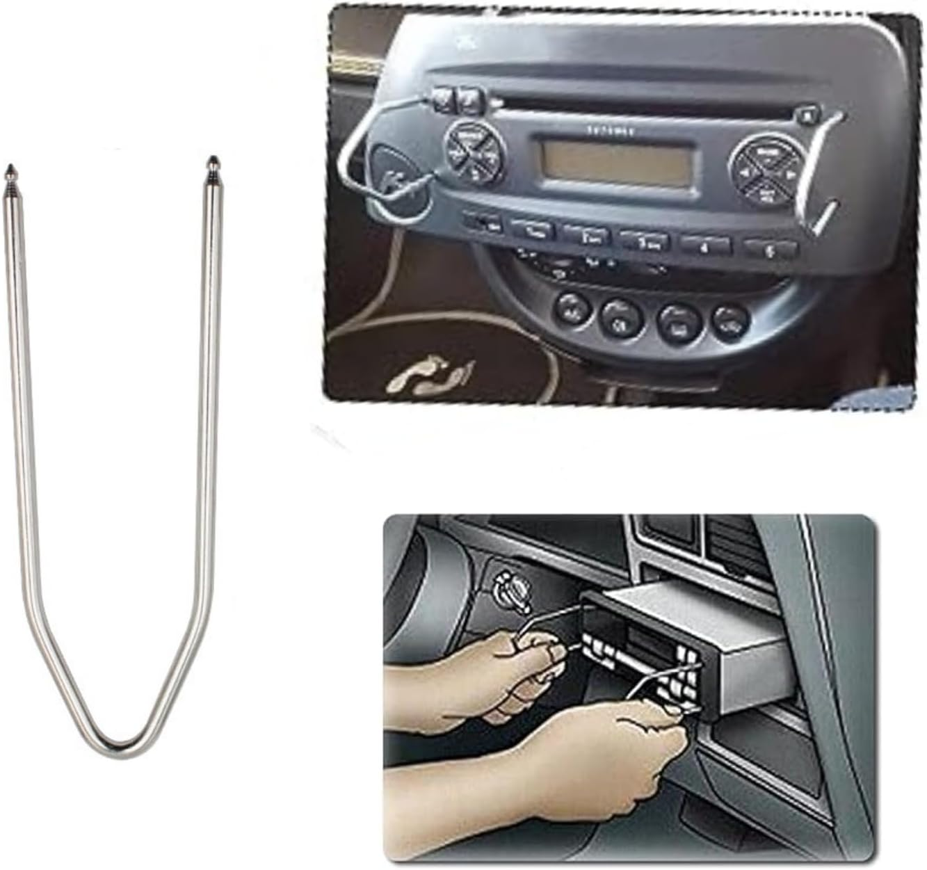 6 Pieces Car Radio Removal Pry Tool U-Shaped &V-Type Automotive Car Radio Removal Pry Tool Kit Stainless Steel Car Radio Removal Tool for Disassembly of Most Car Audio Frequency Converter image number 6