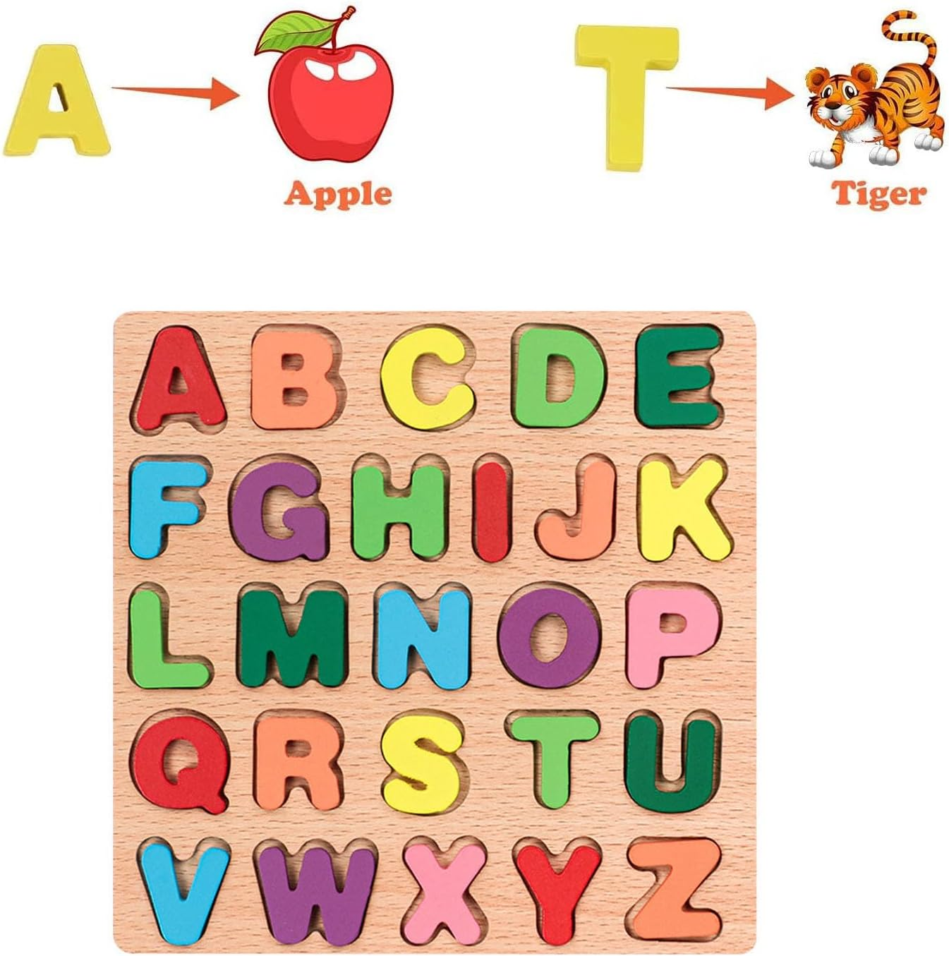 Montessori Wooden Puzzles for Kids, 3Pcs Wood Alphabets Numbers and Shapes Preschool Learning Educational Puzzle Board Toys Birthday Gifts for Boys Girls Ages 3 4 5 6 Year Old image number 5