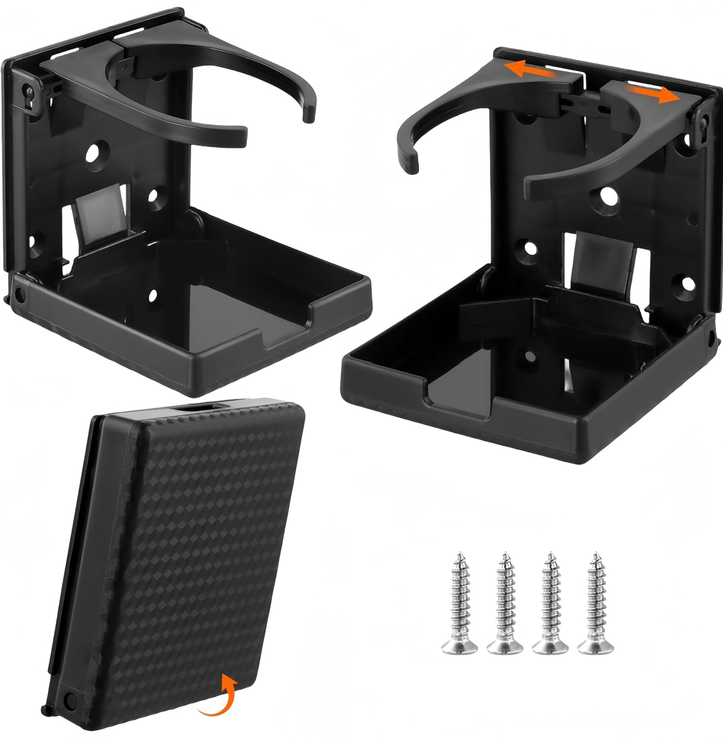 Set of 2 Black Plastic Folding Cup Holders,Wizefolk Adjustable Folding Drink Holder with Screws,Wall Mount Car Cup Holder,Boat Car Cup Holder, for Boat,Car,Trucks,Rvs,Vans,Home,Leisure Centre