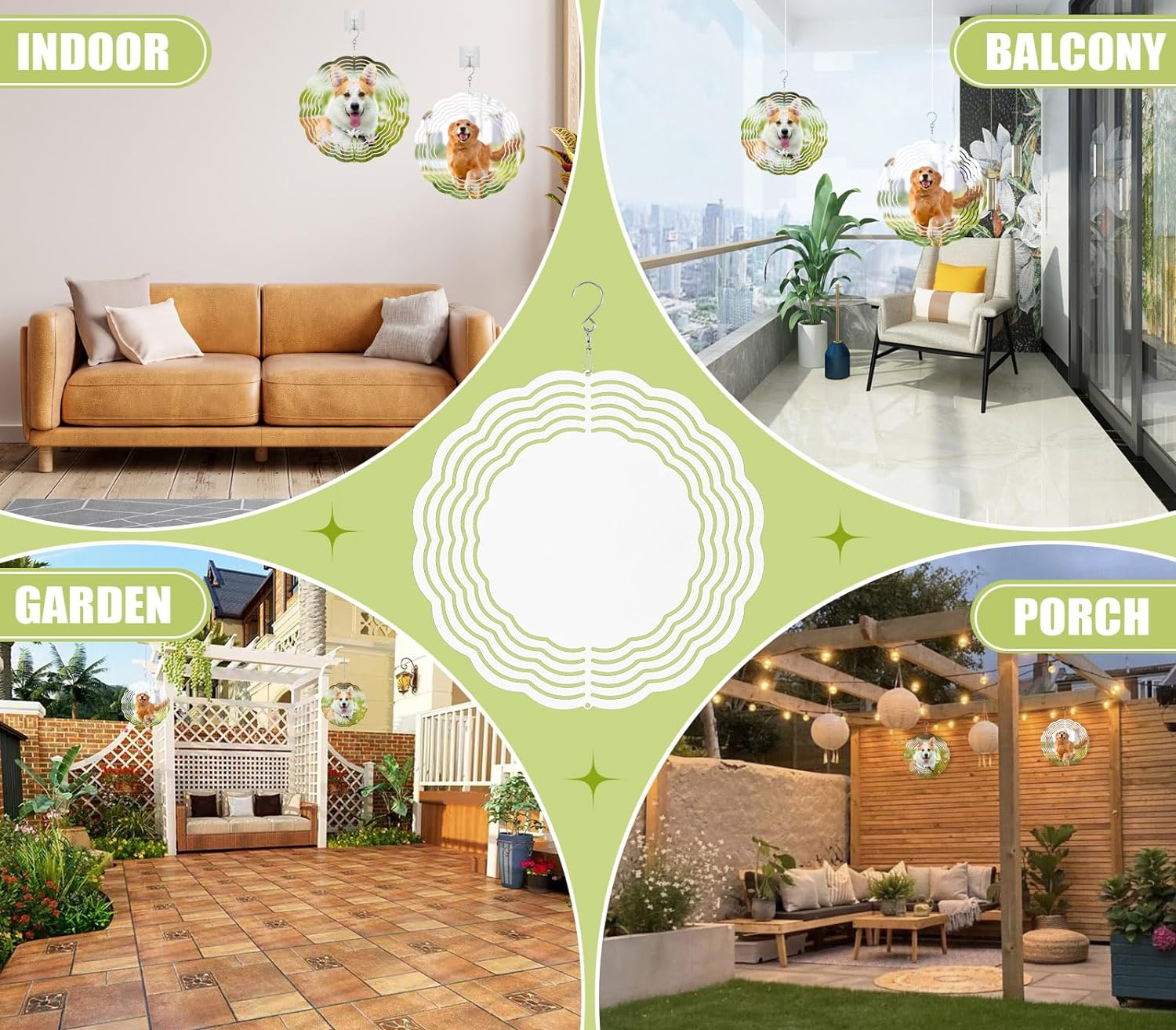 JUMXSRLE Sublimation Wind Spinner Blanks, 3D Aluminum Garden Hanging Wind Spinner Sublimation, Sublimation Blanks Spinner for Yards Garden Lawn Decoration Christmas Spinners Gift - 8 Inch 4 Pcs image number 2