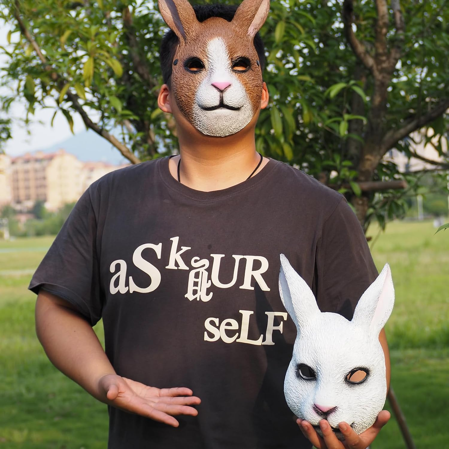 Unisex Deluxe Rabbit Mask - Adult Animal Mask for Halloween Party image number 3