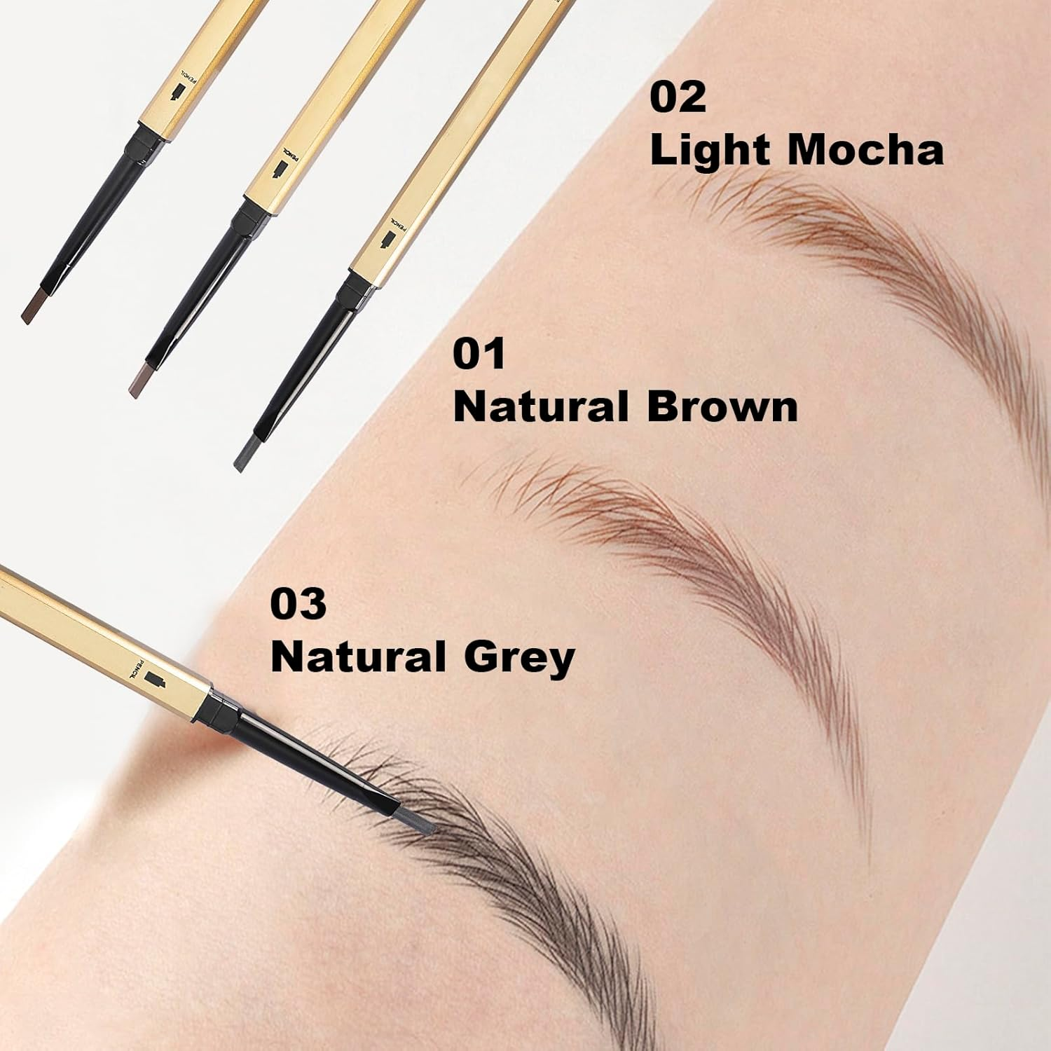 Eyebrown Pencil | Gray | Long-Lasting Eyebrow Pencil for Soft Textured Natural Daily Look Eyebrow Makeup | Ultra-Precise Tip, Creamy Formula, Highly Pigmented, Soft Matte Finish, Vegan Formula, Dual-Sided, Fills Brows Makeup image number 3
