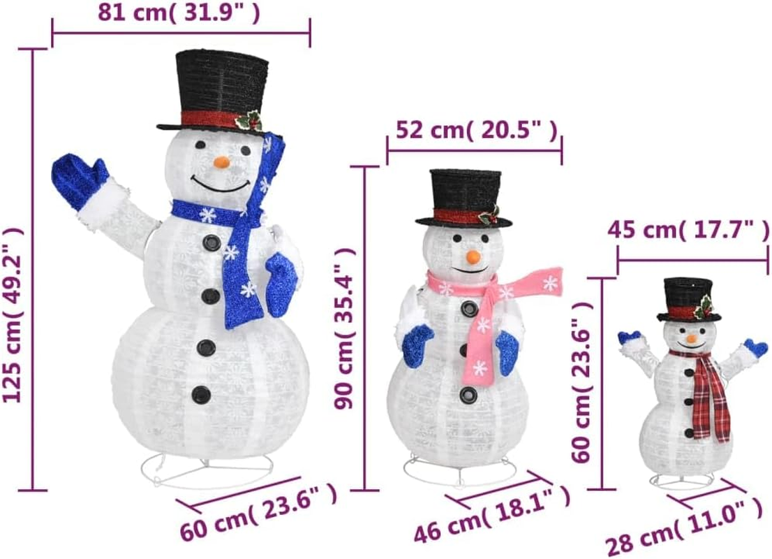 Decorative Christmas Snowman Family Figures with LED Luxury Fabric image number 2