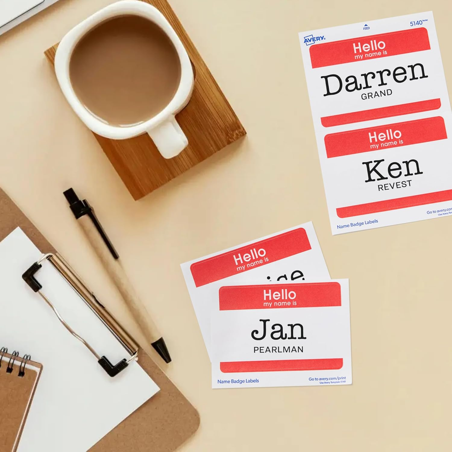 Avery Hello My Name Is Name Tags, White with Red Border, 100 Removable Name Badges (05140) image number 2