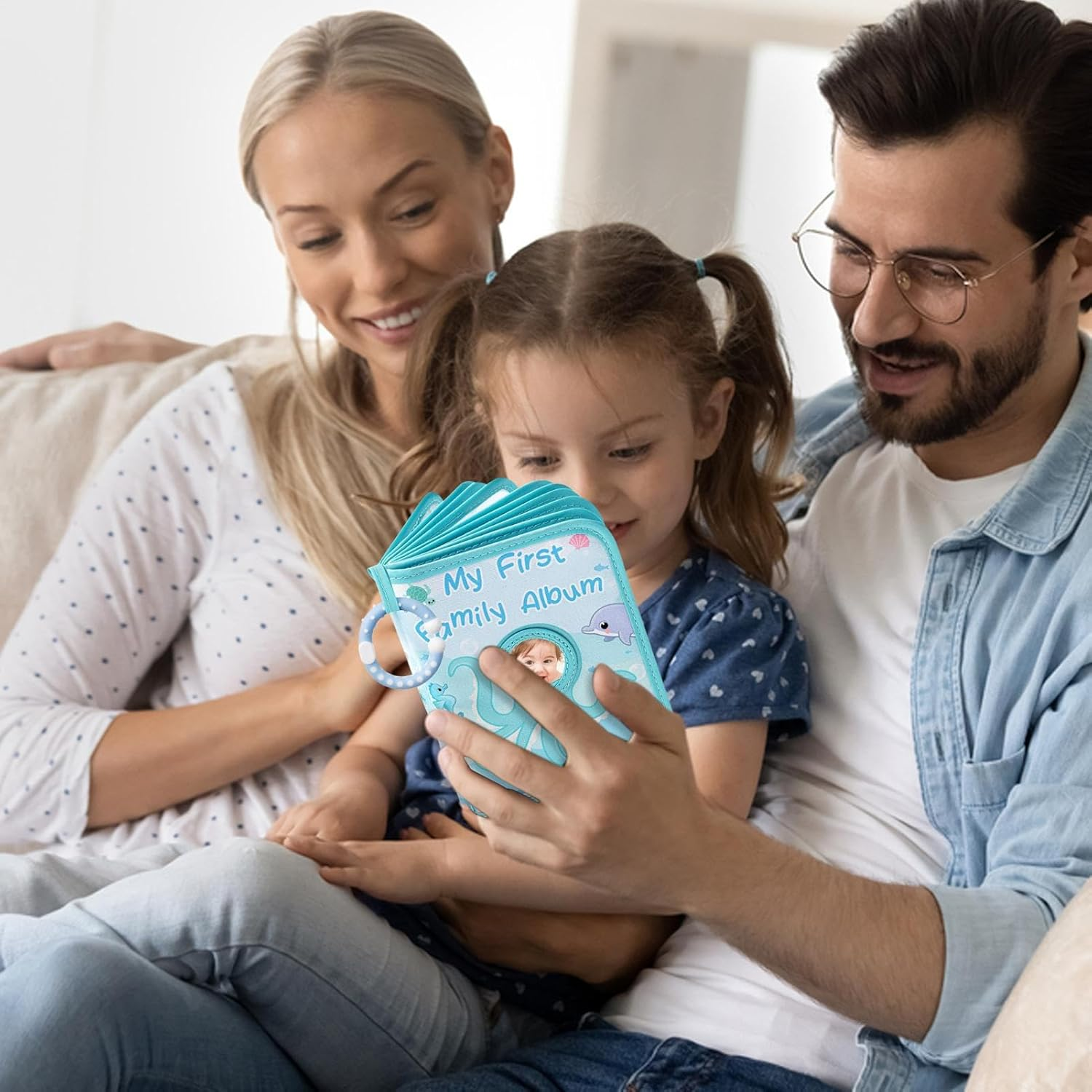 Baby Photo Book - First Fabric Family Photo Book | Baby Photo Book | Baby Picture Book | Octopus Theme Contains 4X6 Inch Photos Soft Fabric Album image number 4