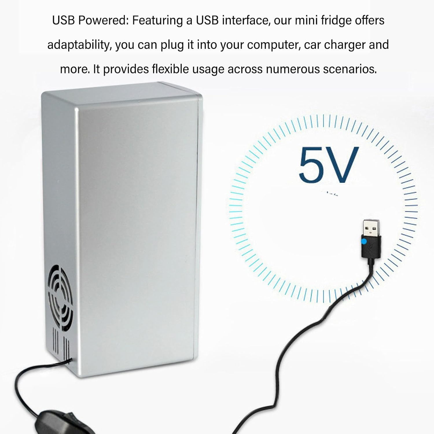 Mini Fridge, 2 Can Portable Refrigerator, 9 X 5 X 3.3Inch USB Freezer, Thermoelectric Cooler and Warmer Little Tiny Fridge for Bedroom, Cosmetics, Computer, Car image number 4