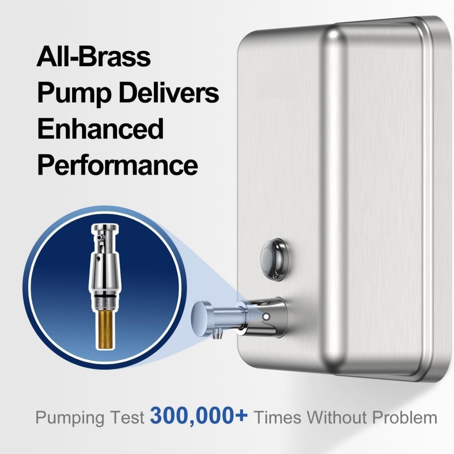 Commercial Soap Dispenser Wall Mount Stainless Steel Manual Pump Liquid Rust-Proof Leak Free for Bathroom Restaurant 500Ml/17Oz (Silver) - Black image number 6