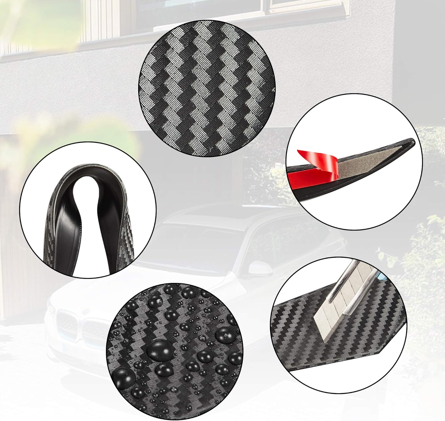 TOMALL 6Pcs Universal Car Front Bumper Lip Splitter Carbon Fiber Exterior Rubber Fins Spoiler Canards Kit for Car Body Auto Anti-Collision Strip Decoration Accessories Stickers for Car (Carbon Fiber) image number 6