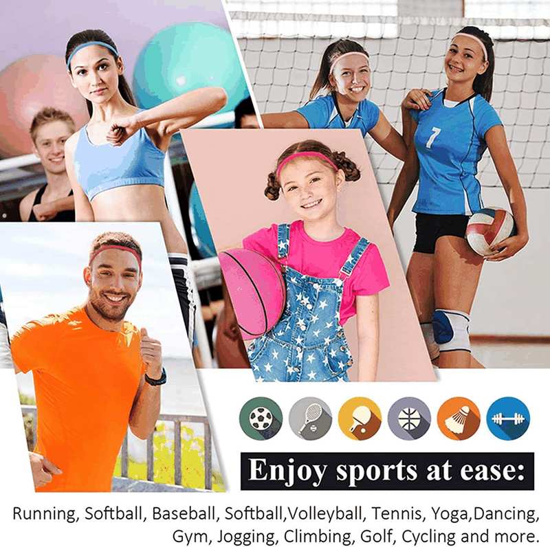 5 Pcs Lightweight Sports Elastic Headband, MH MOIHSING Non-Slip Thin Silicone Sweat Band, Newest Fitness Fashion Color Yoga Head Band Hair Accessories for Men Women Girls Teenagers for Working Out image number 4